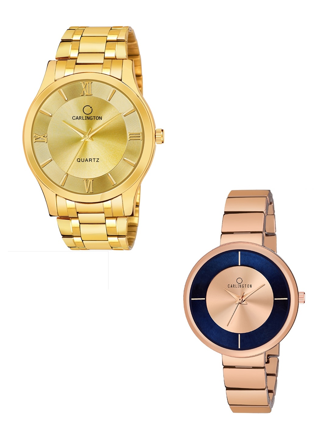 

CARLINGTON His & Her Analogue Watch Gift Set CT-6130GG-114, Gold