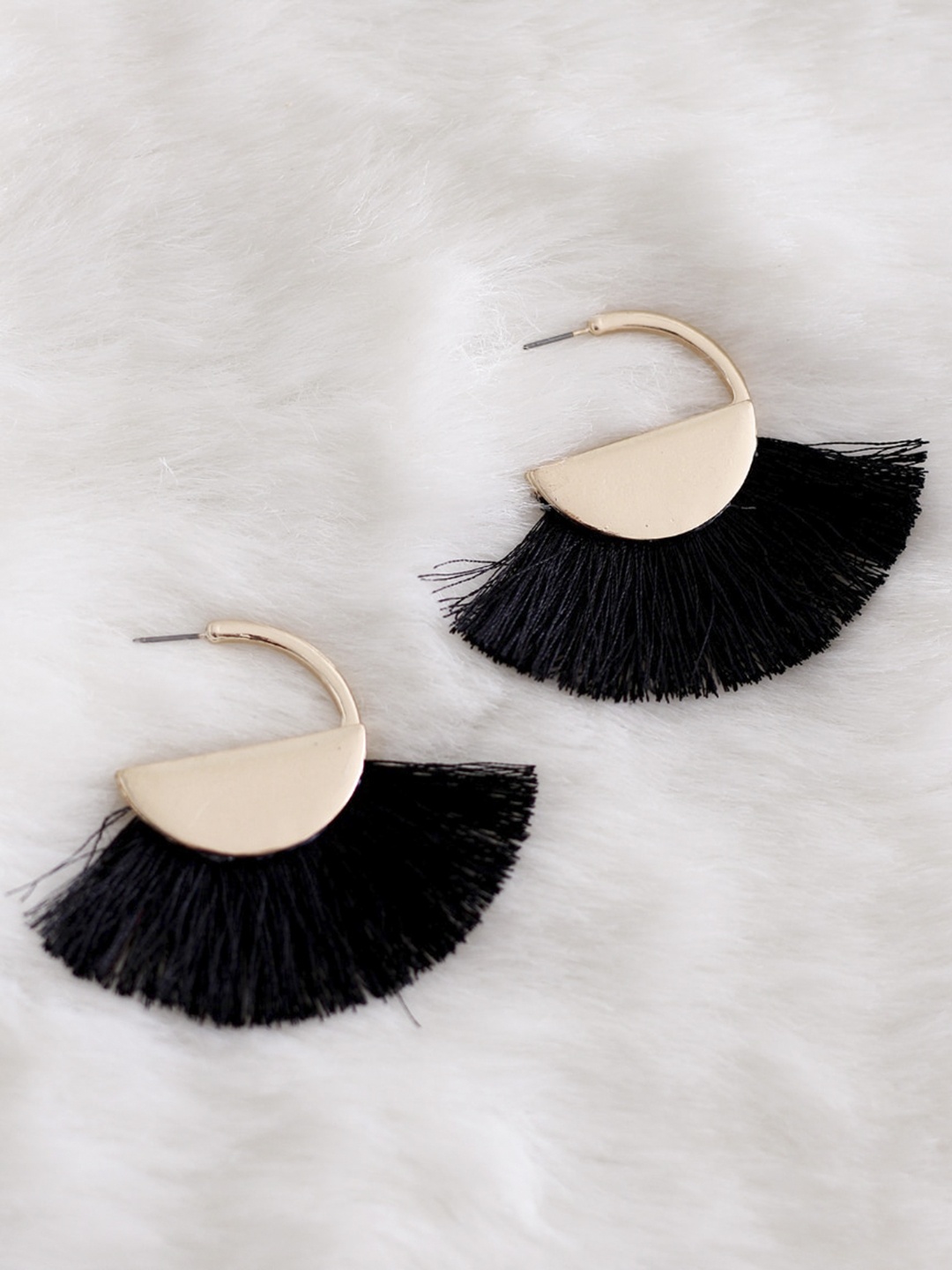 

Bellofox Black Contemporary Tasselled Drop Earrings