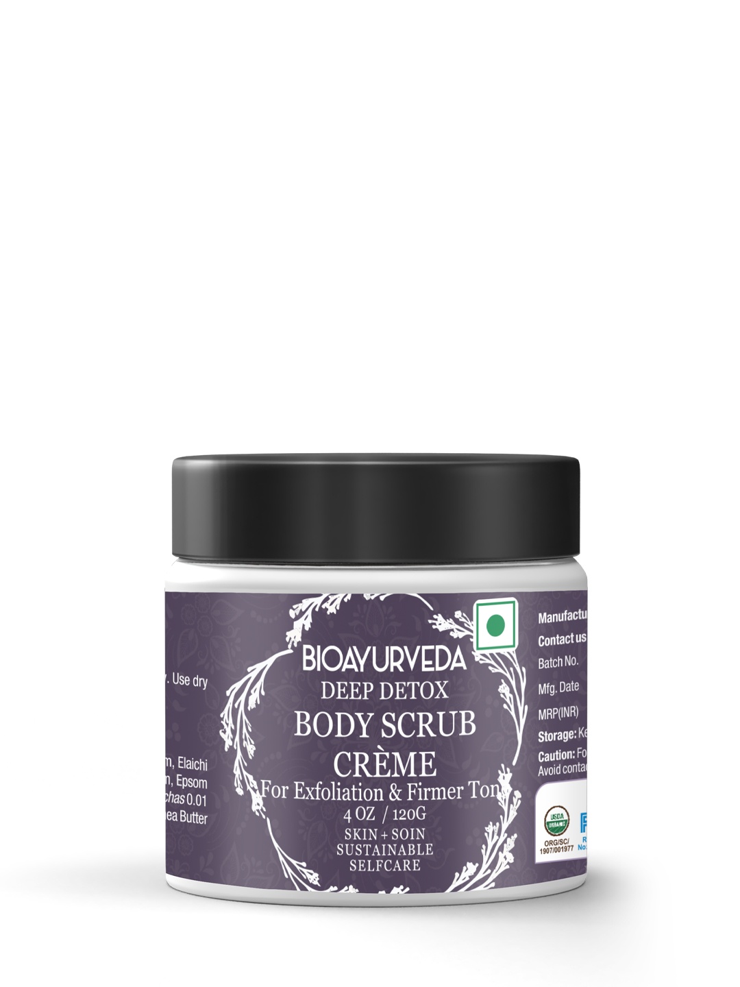 

BIOAYURVEDA Deep Detox Sustainable Cream Body Scrub 120 g, Purple
