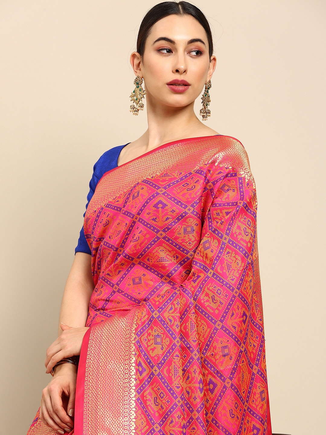 

Anouk Multicoloured & Multicoloured Woven Design Zari Mysore Silk Saree, Multi