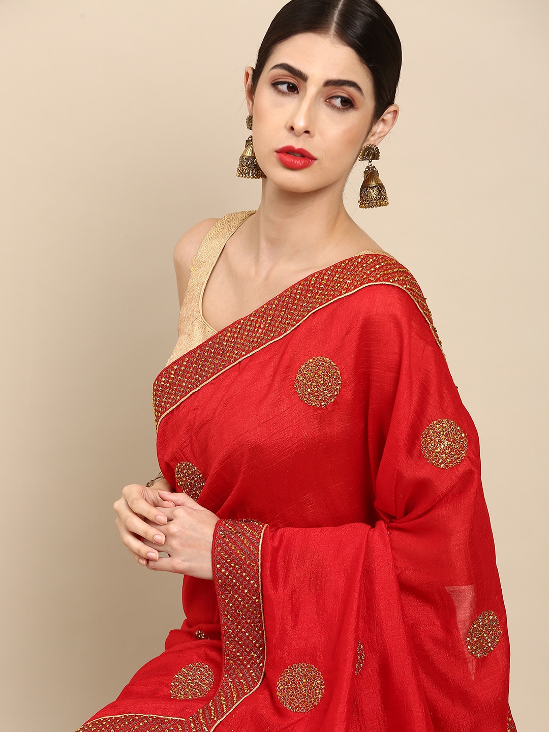 

Anouk Red Embellished & Embroidered Pure Silk Saree