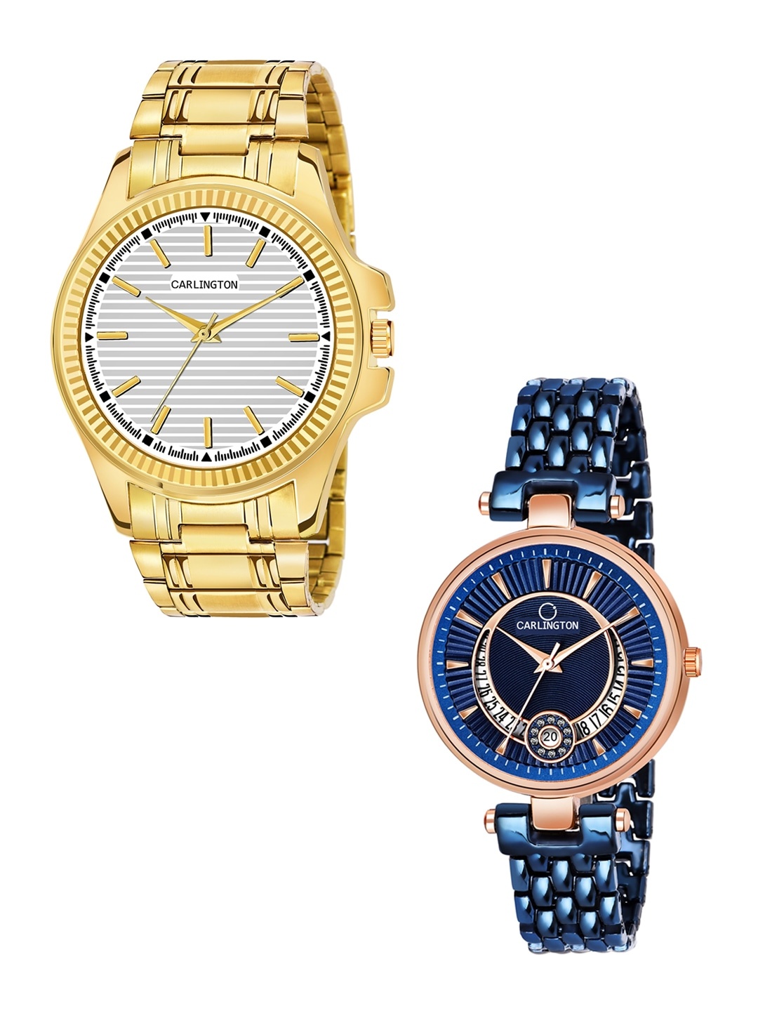 

CARLINGTON His & Her Analogue Watch Gift Set CT-6120GS, Gold