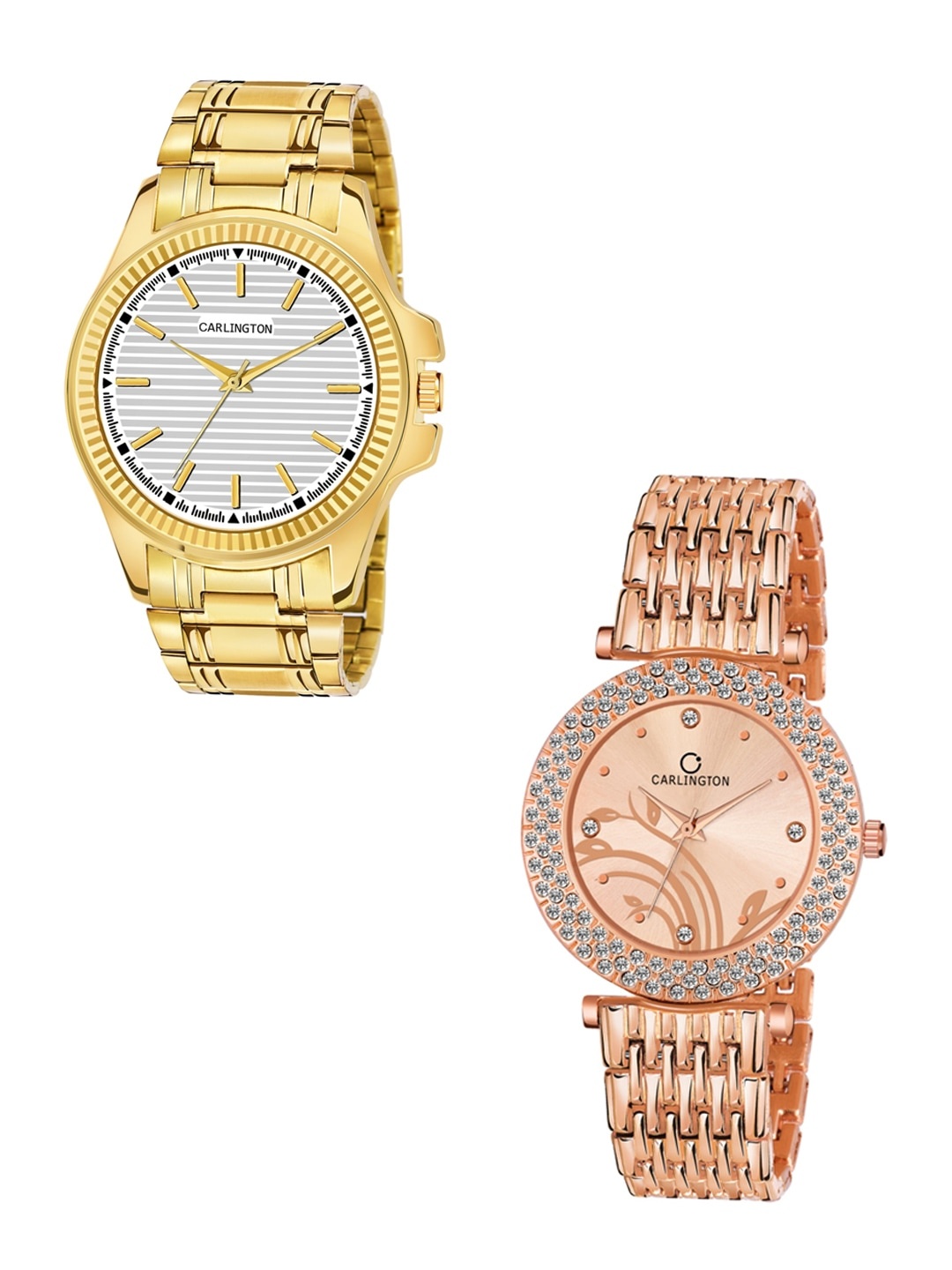 

CARLINGTON His & Her Analogue Watch Gift Set CT-6120GS-105, Rose gold