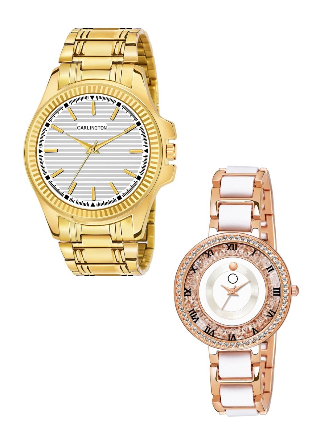 

CARLINGTON His & Her Analogue Watch Gift Set CT-6120GS, Gold