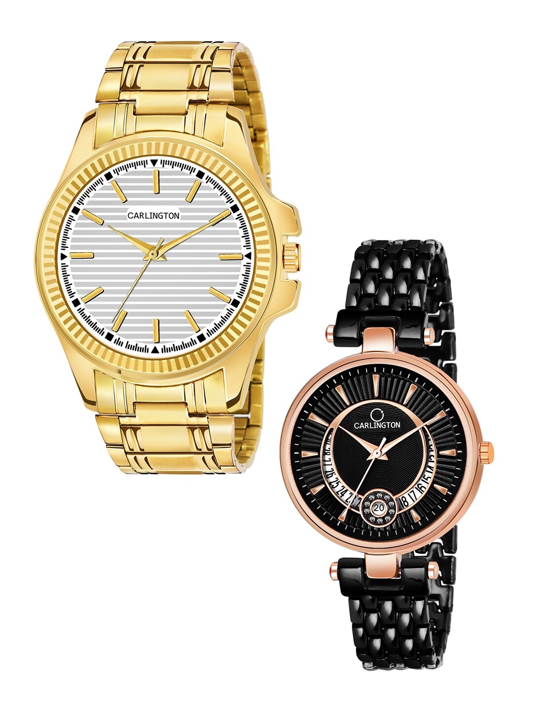 

CARLINGTON His & Her Analogue Watch Gift Set CT-6120GS, Gold