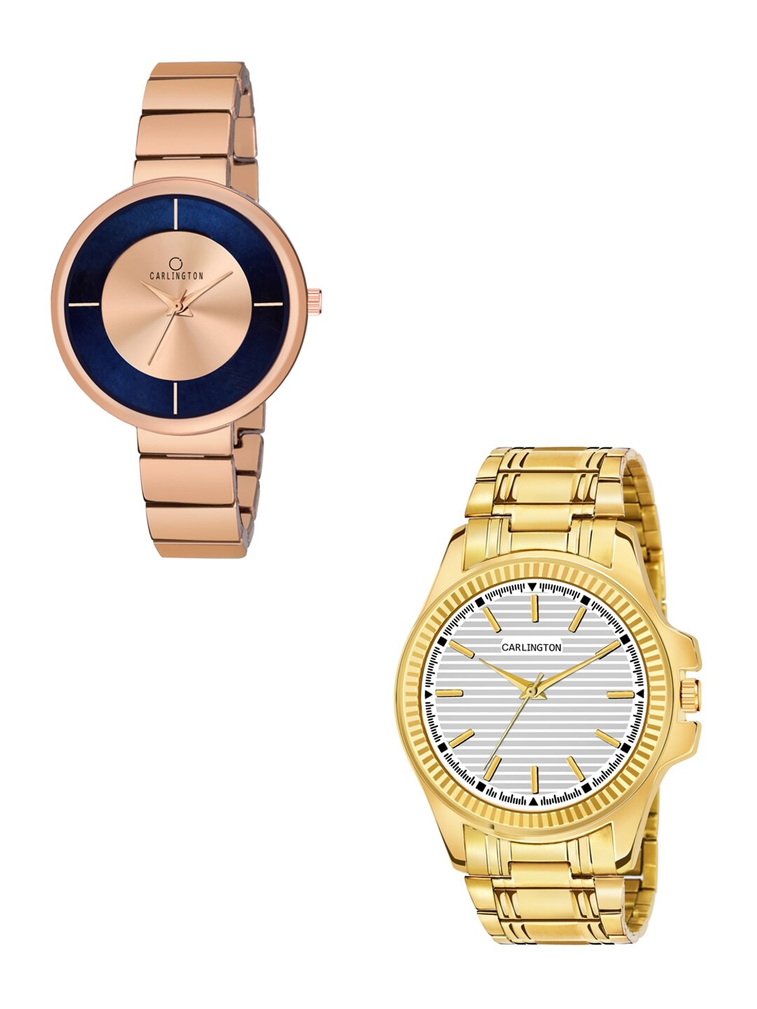 

CARLINGTON His & Her Analogue Watch Gift Set CT-6120GS-114, Rose gold