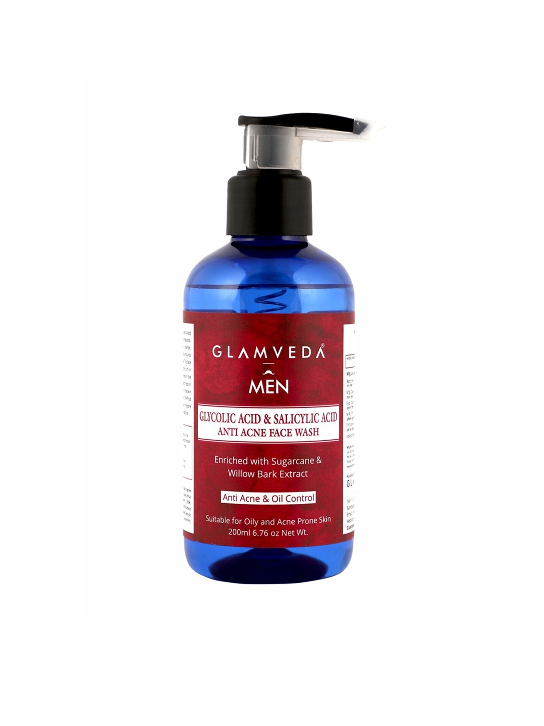 

Glamveda Men Glycolic Acid & Salicylic Acid Anti Acne Face Wash 200ml, Red