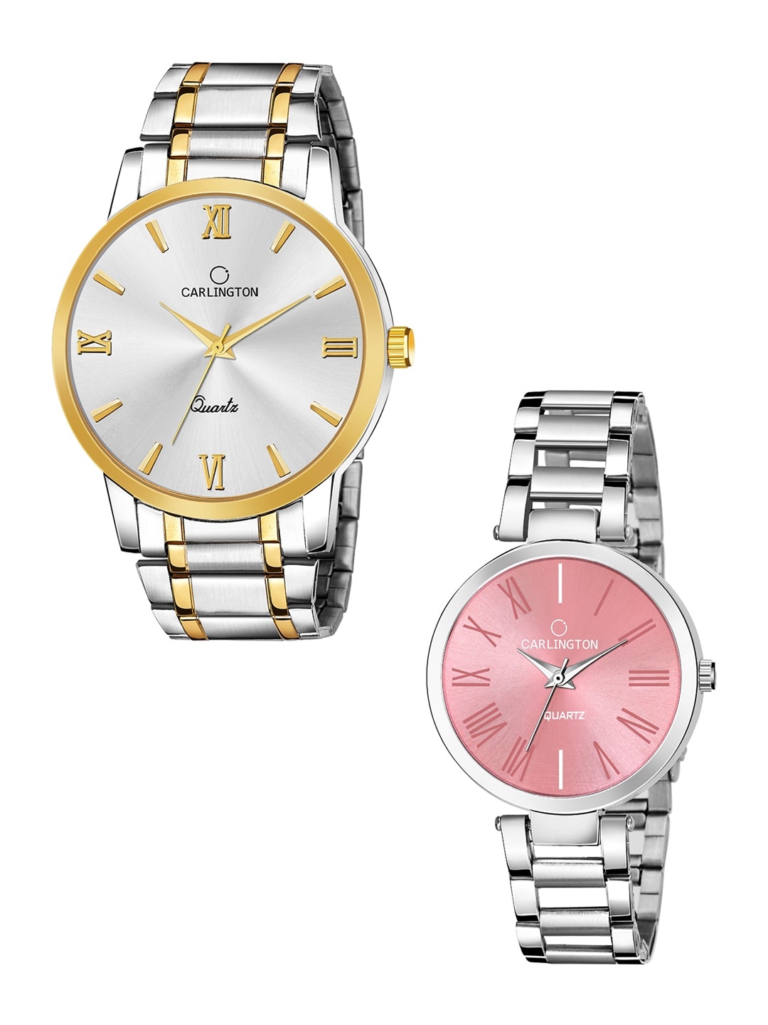 

CARLINGTON Unisex Multicoloured Dial & Multicoloured Stainless Steel Bracelet Style Straps Analogue Watch, Silver