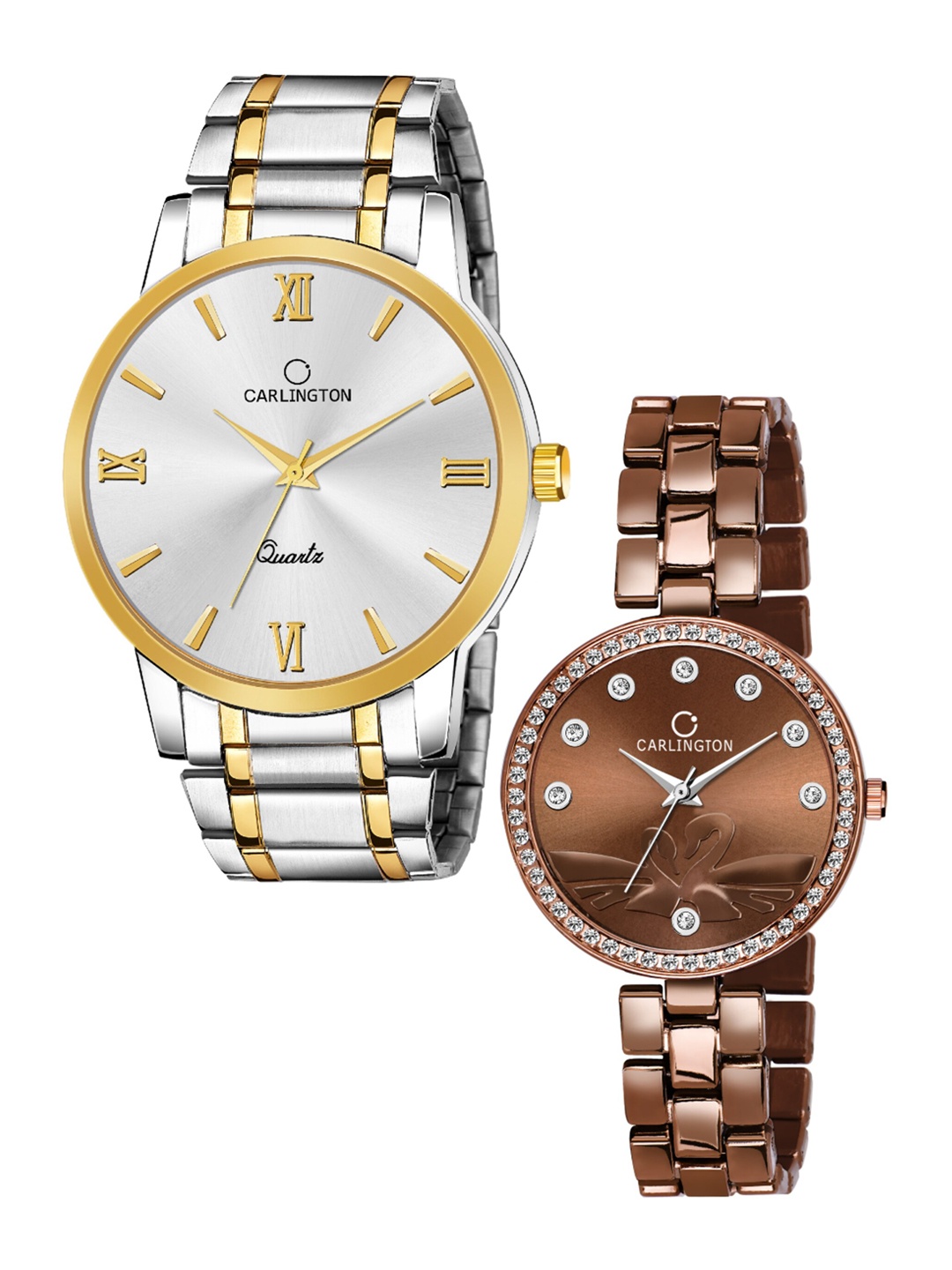 

CARLINGTON Unisex Multicoloured Dial & Multicoloured Stainless Steel Bracelet Style Straps Analogue Watch, Silver