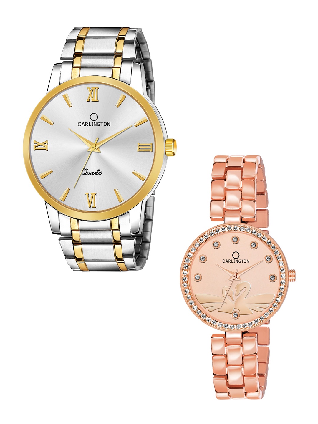 

CARLINGTON Unisex Multicoloured Dial & Multicoloured Stainless Steel Straps Analogue Watch Combo CT-6210SS, Silver