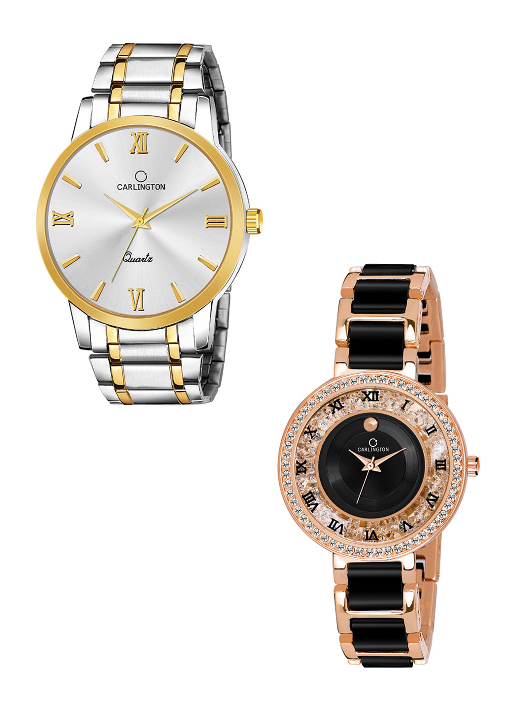 

CARLINGTON Unisex Multicoloured Dial & Multicoloured Stainless Steel Straps Analogue Watch Combo CT-6210SS, Silver