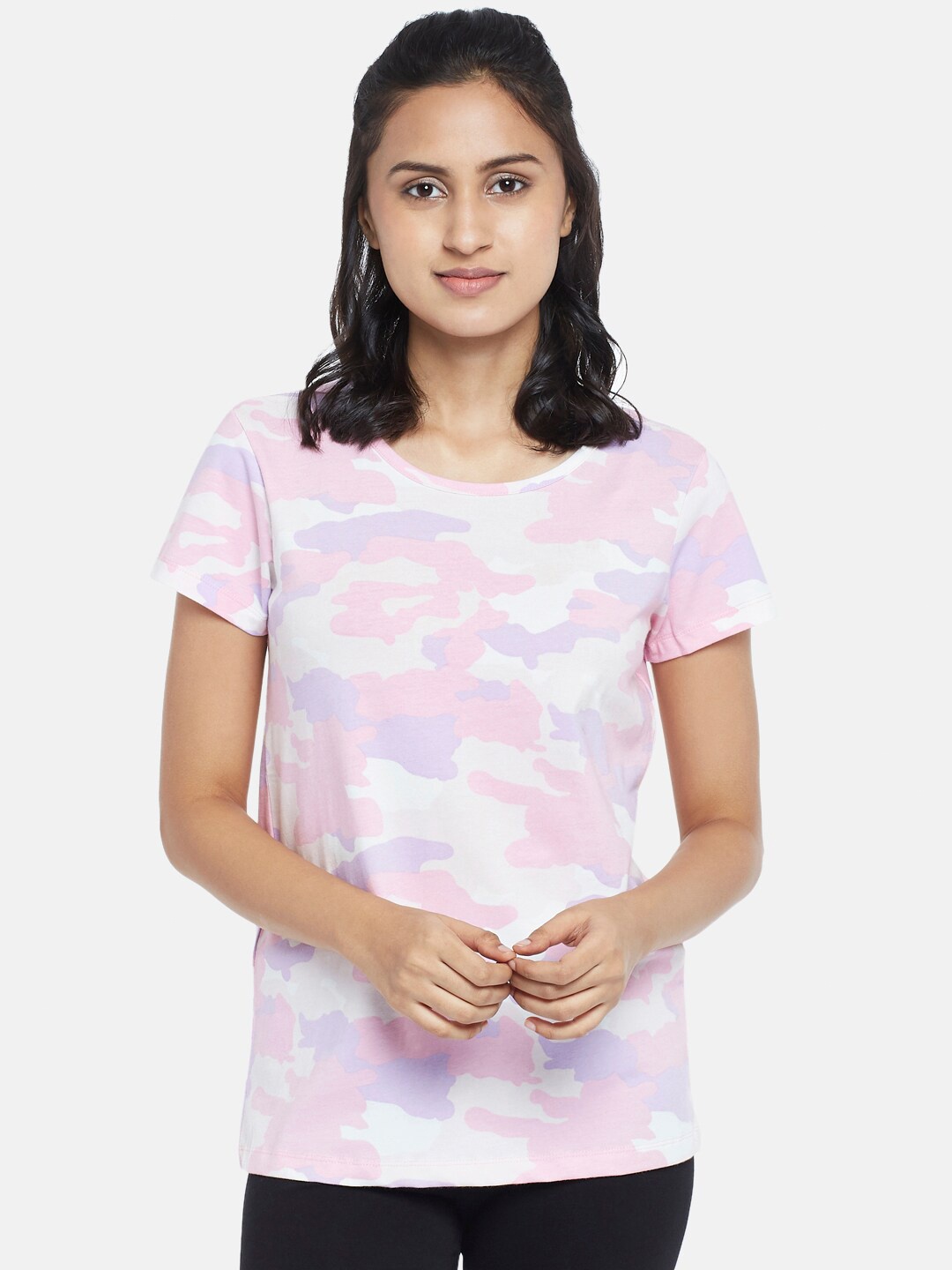 

Ajile by Pantaloons Off White & Pink Regular Top