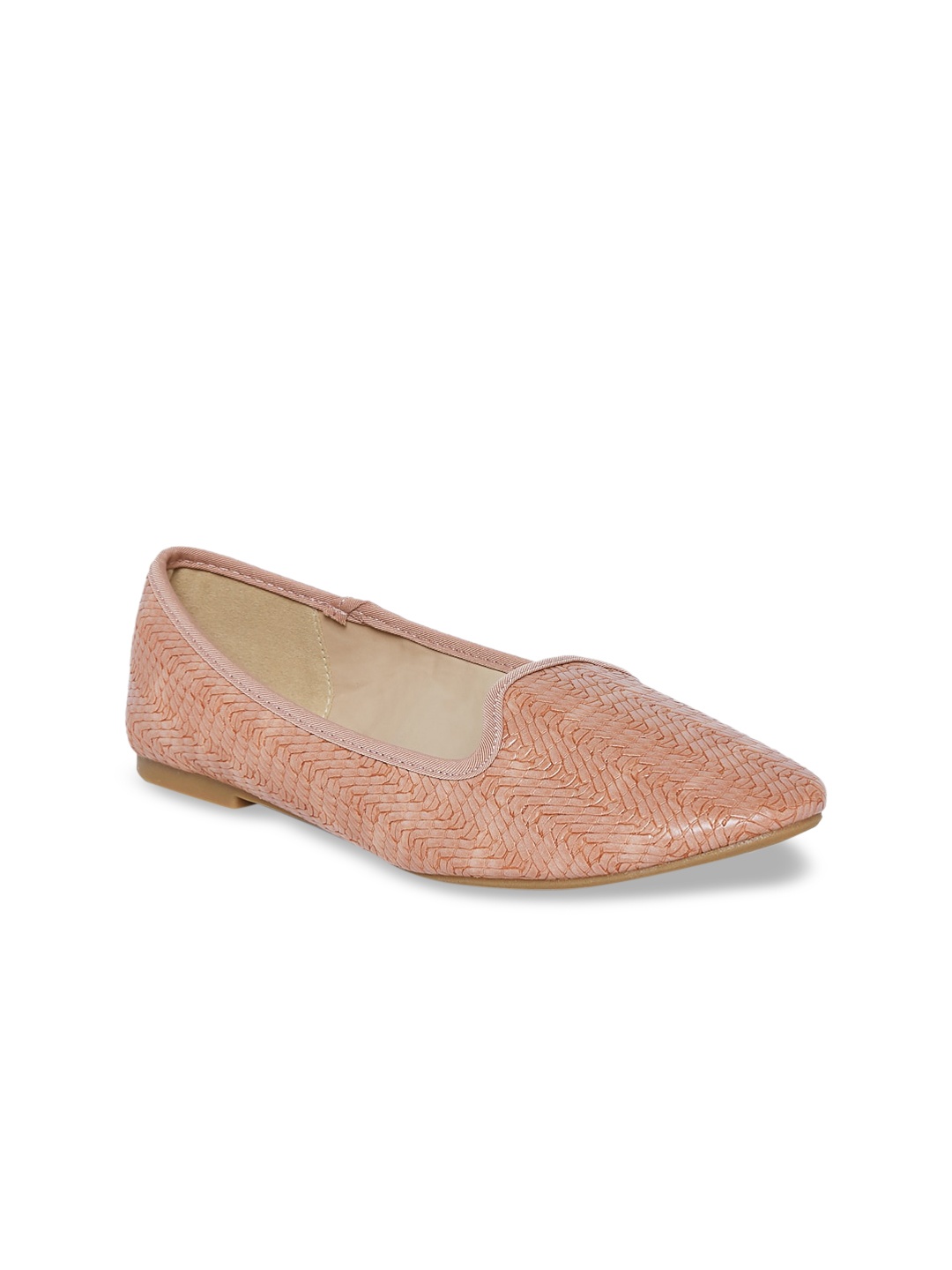 

Forever Glam by Pantaloons Women Pink Woven Design PU Flatforms