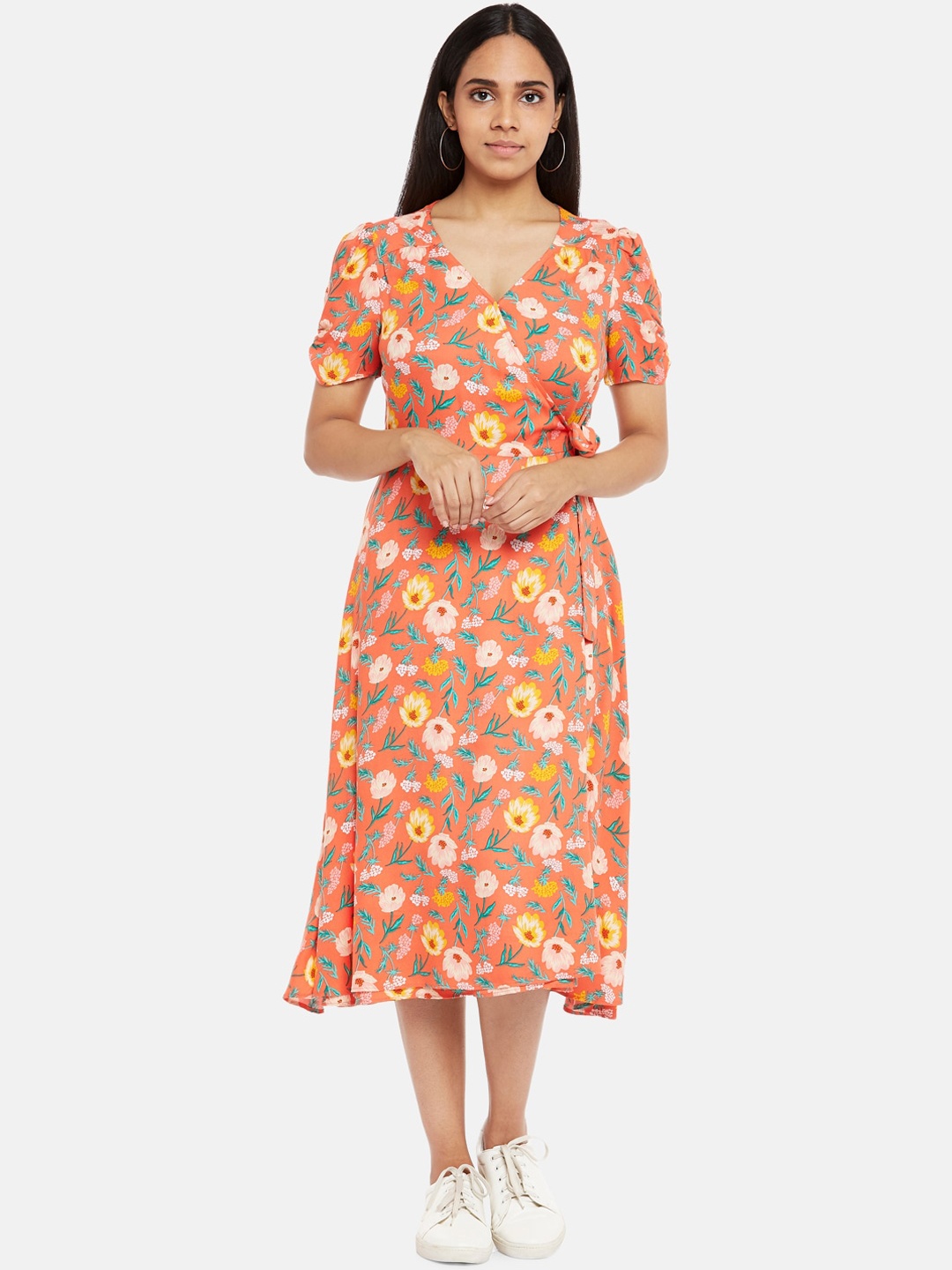 

Honey by Pantaloons Coral Floral Midi Dress
