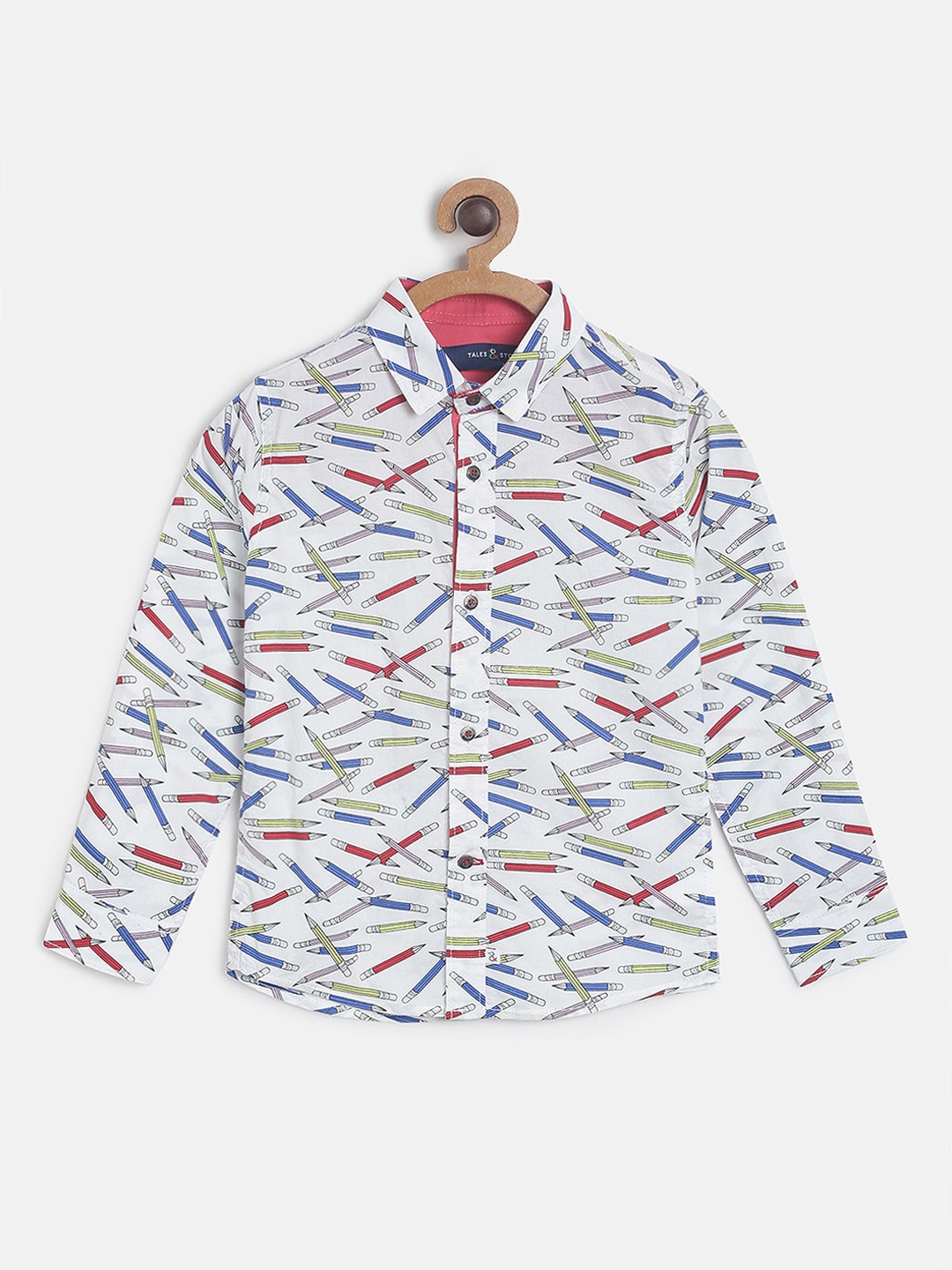

TALES & STORIES Boys White Opaque Printed Casual Shirt