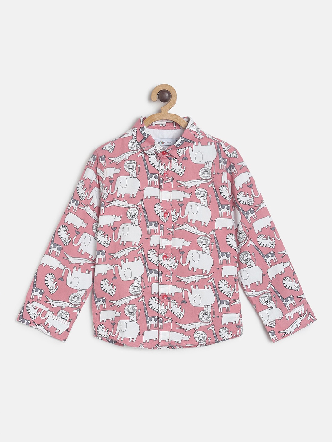 

TALES & STORIES Boys Pink Animal Opaque Printed Casual Shirt