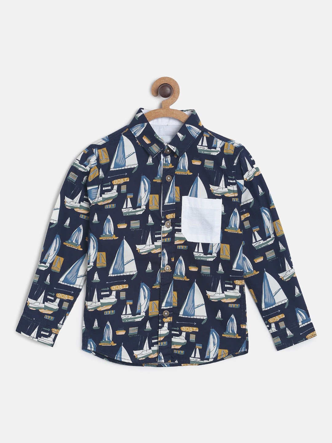 

TALES & STORIES Boys Navy Blue Opaque Printed Casual Shirt