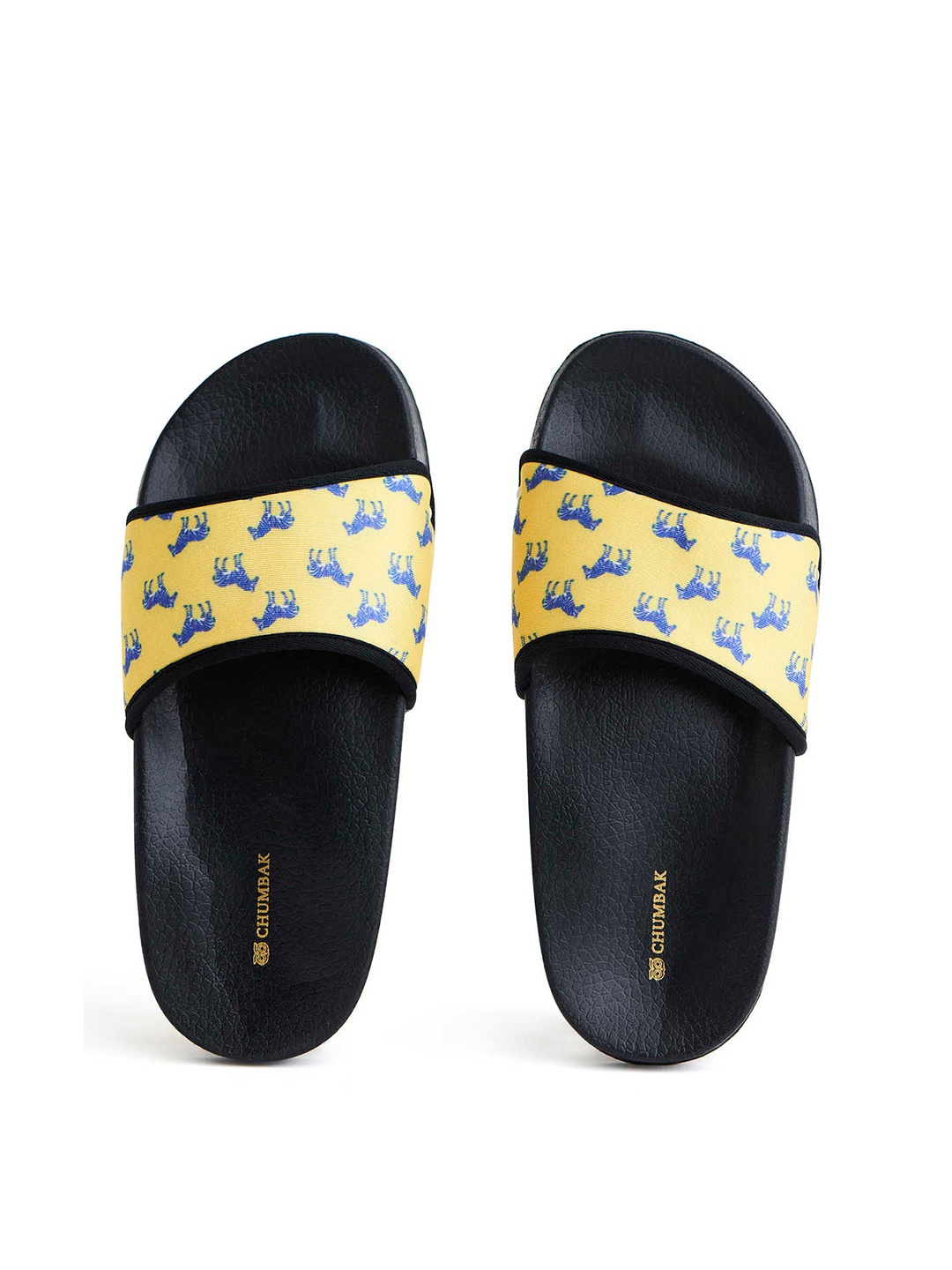 

Chumbak Women Yellow & Black Printed Rubber Casual Sliders