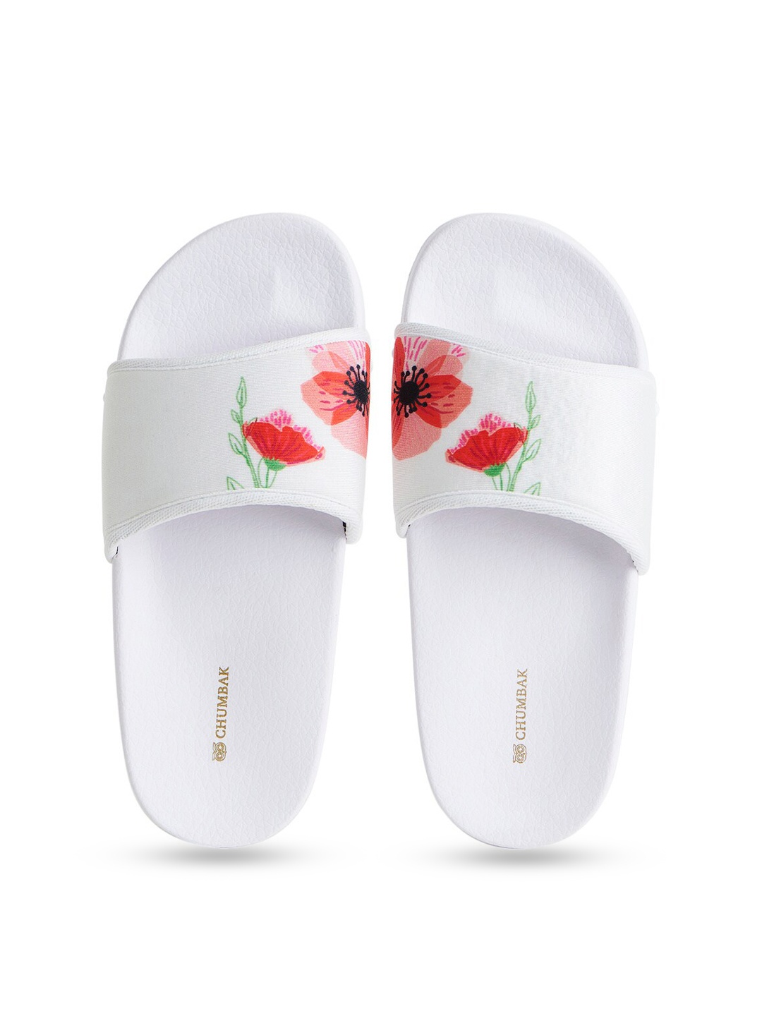 

Chumbak Women White Printed Slider Flip Flops