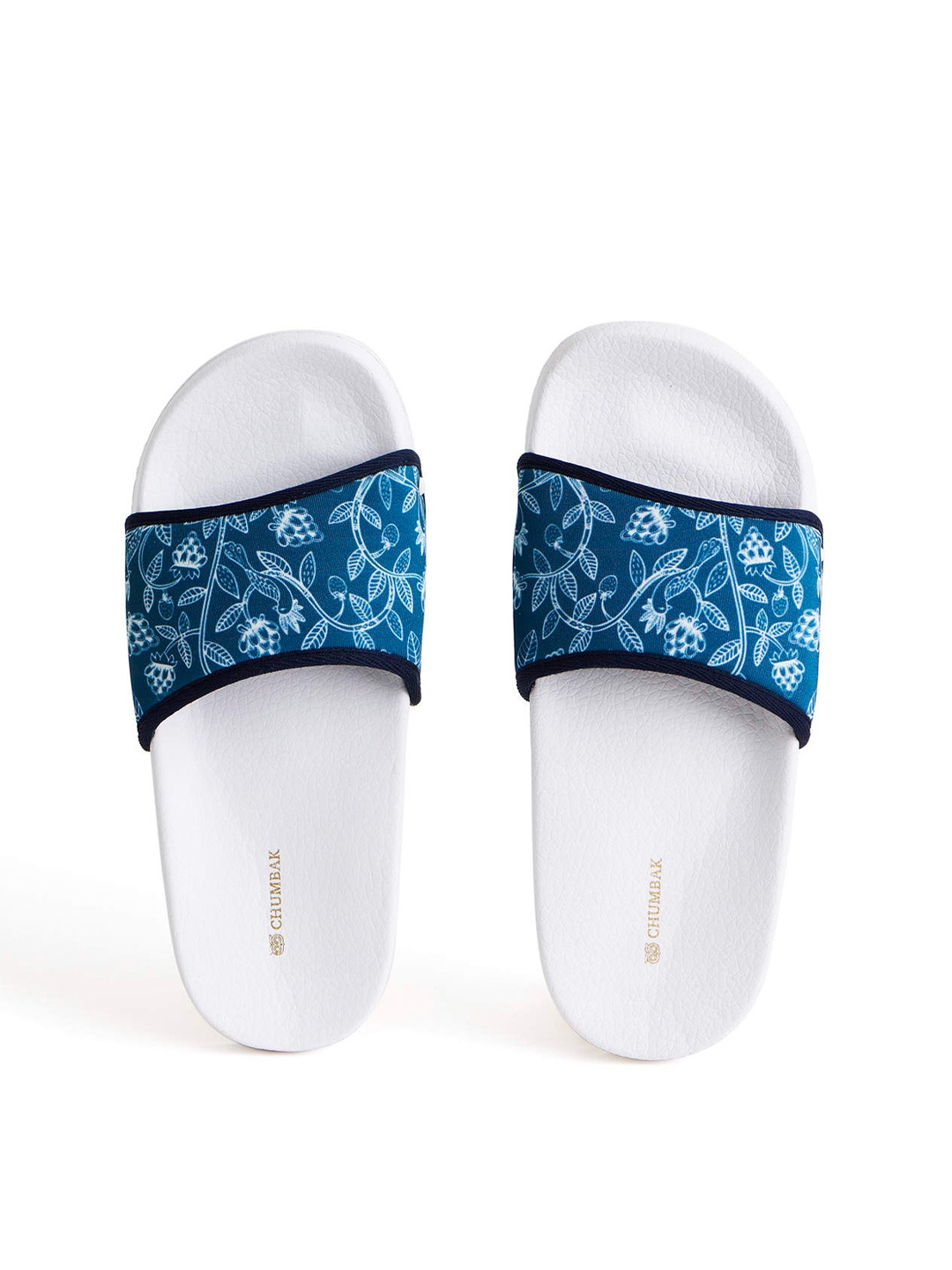 

Chumbak Women Blue & White Printed Rubber Sliders