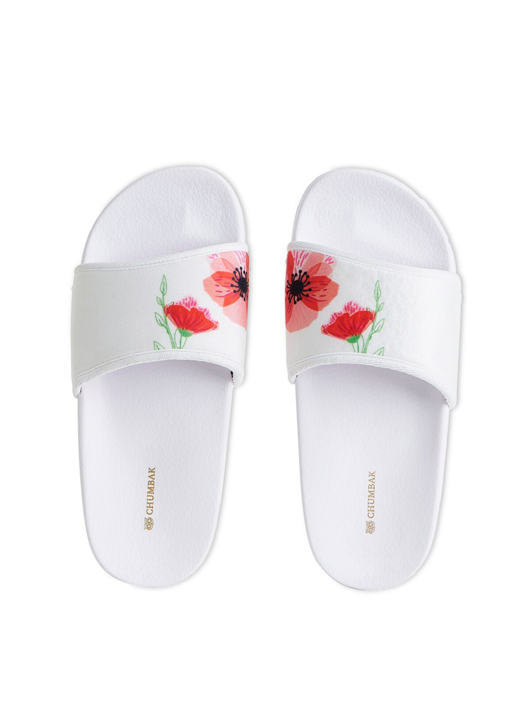 

Chumbak Women White & Red Printed Rubber Sliders