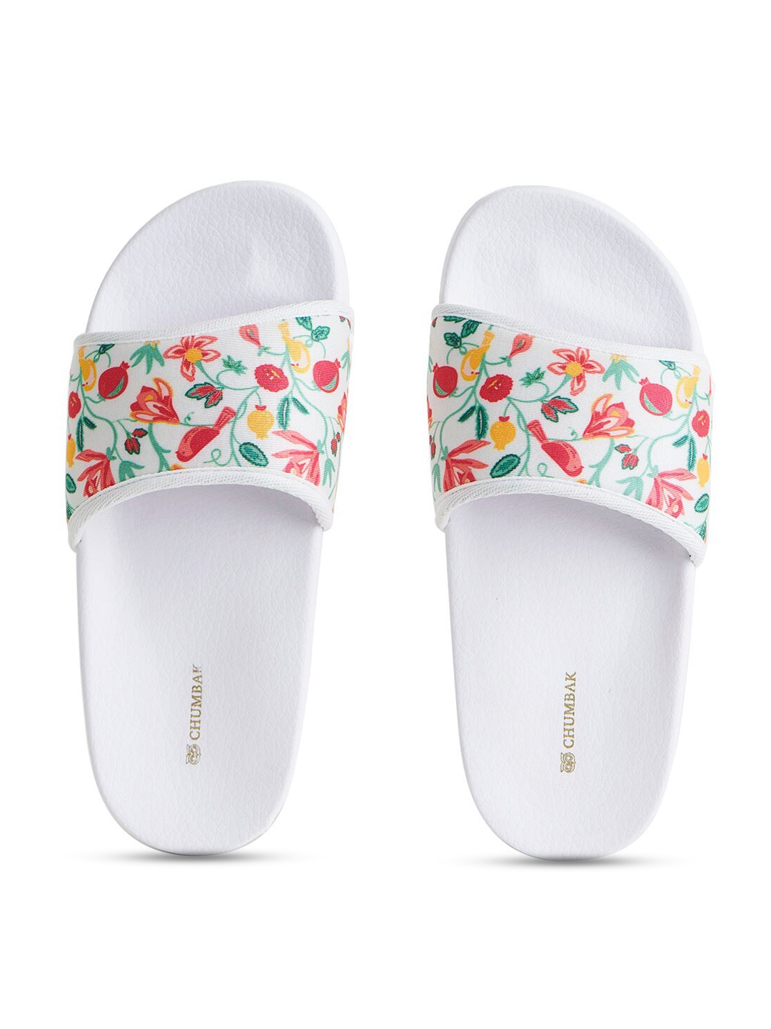 

Chumbak Women White & Red Printed Rubber Sliders