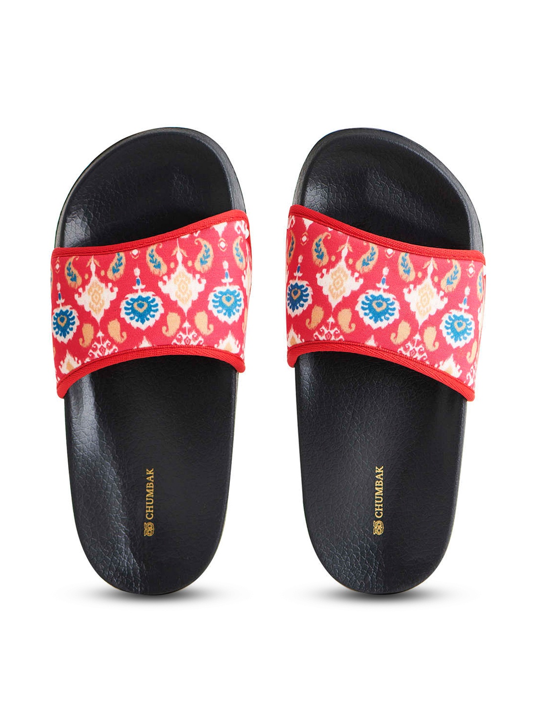 

Chumbak Women Red & Blue Printed Rubber Sliders