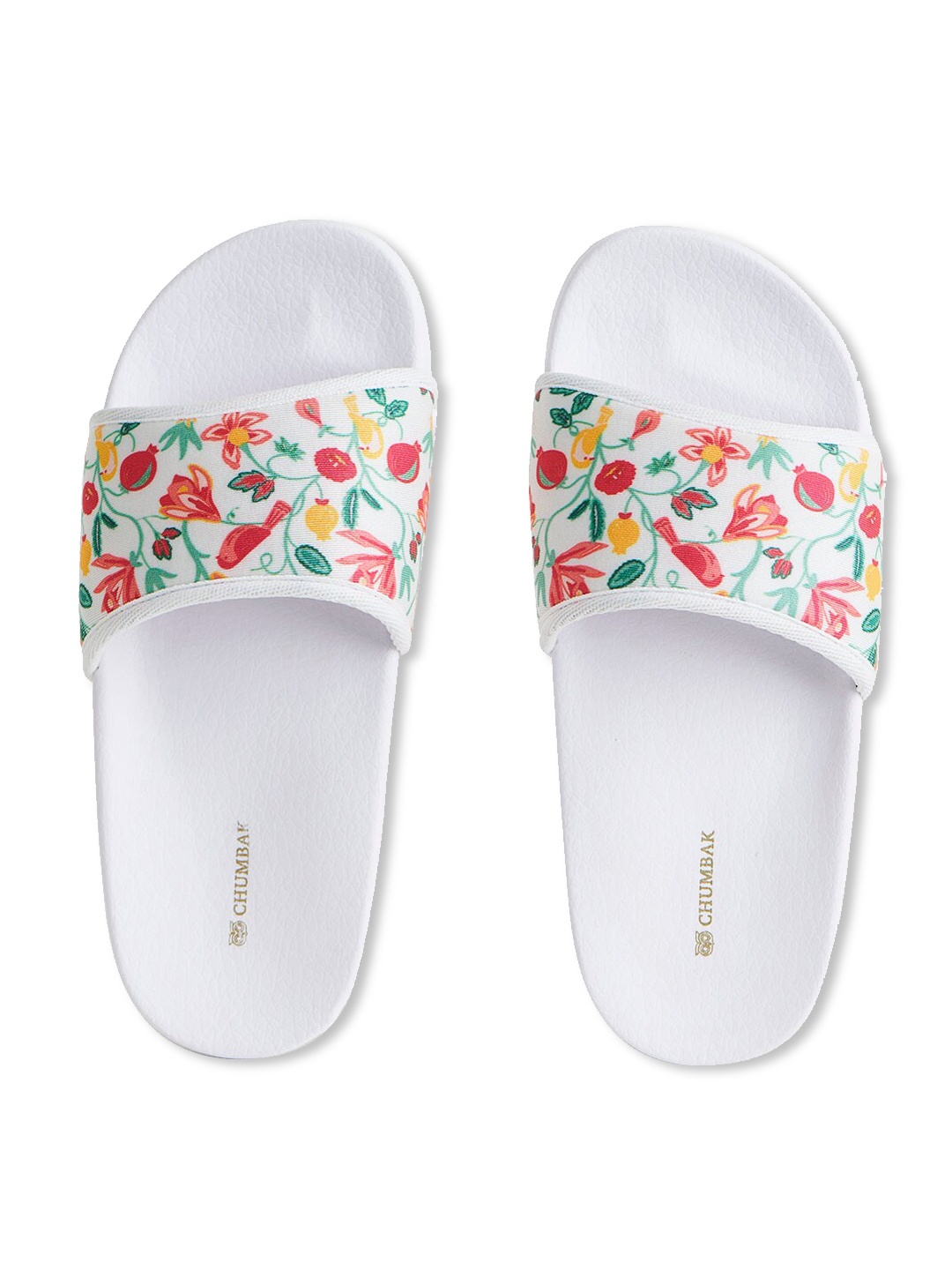 

Chumbak Women White Printed Slider Flip Flops