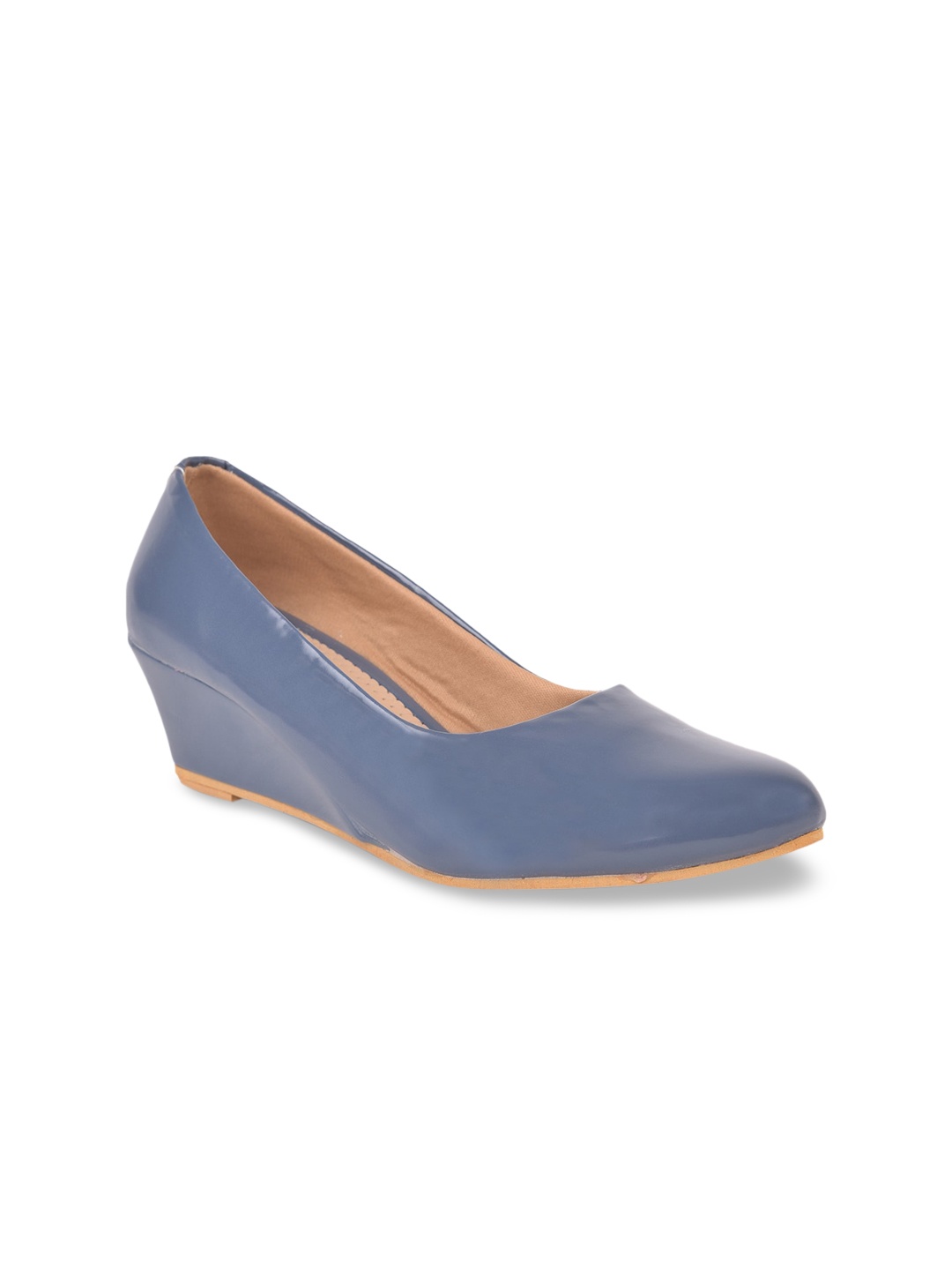 

SALARIO Navy Blue PU Wedge Pumps