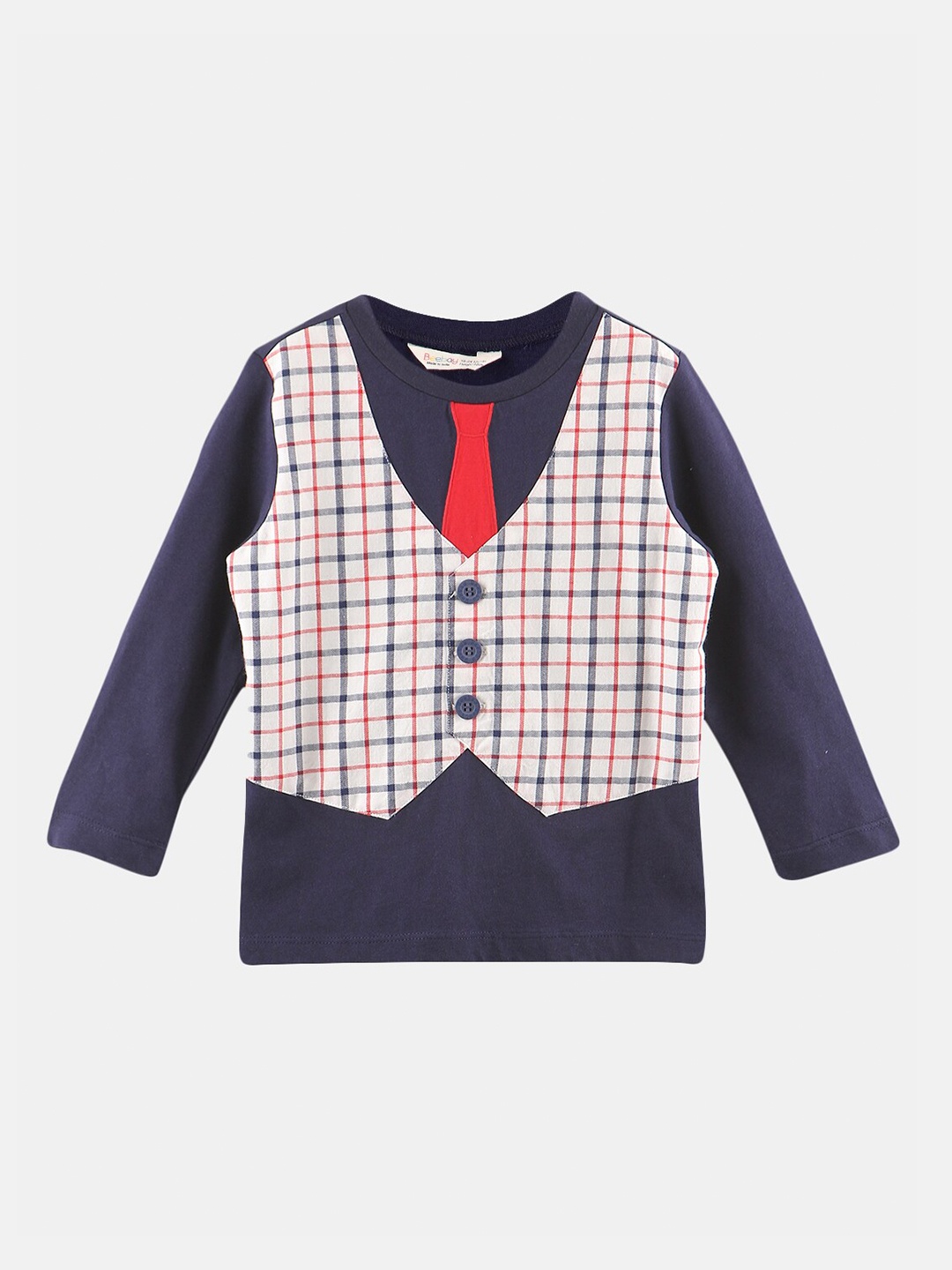 

Beebay Boys Navy Blue Checked T-shirt