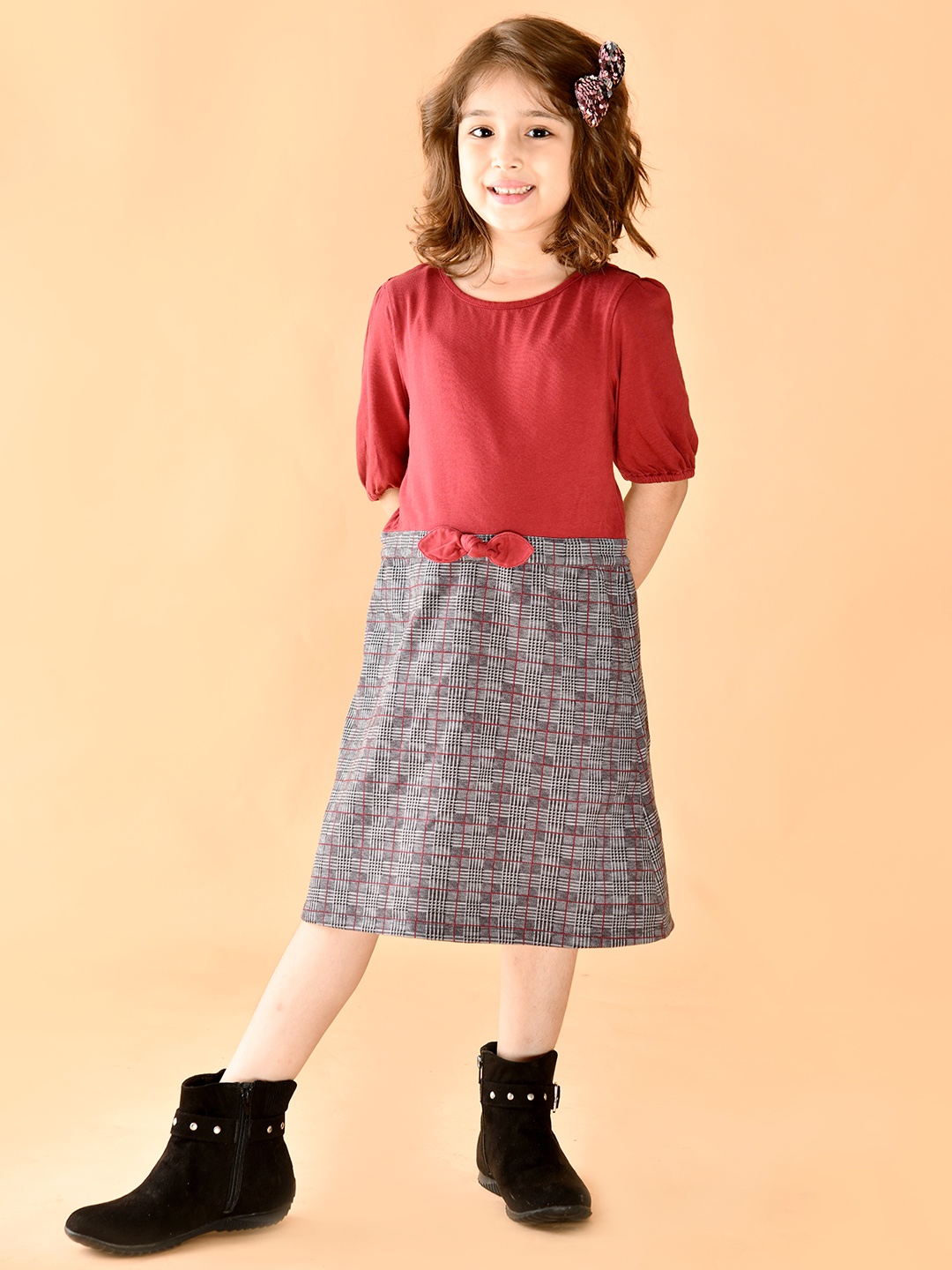 

Beebay Girls Maroon A-Line Bow Dress