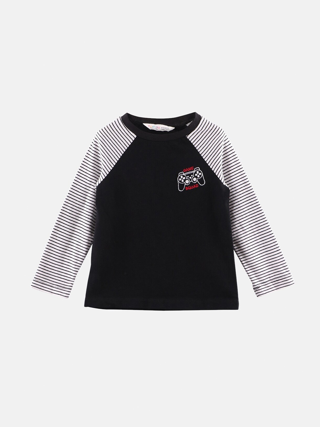 

Beebay Boys Black Striped Applique T-shirt