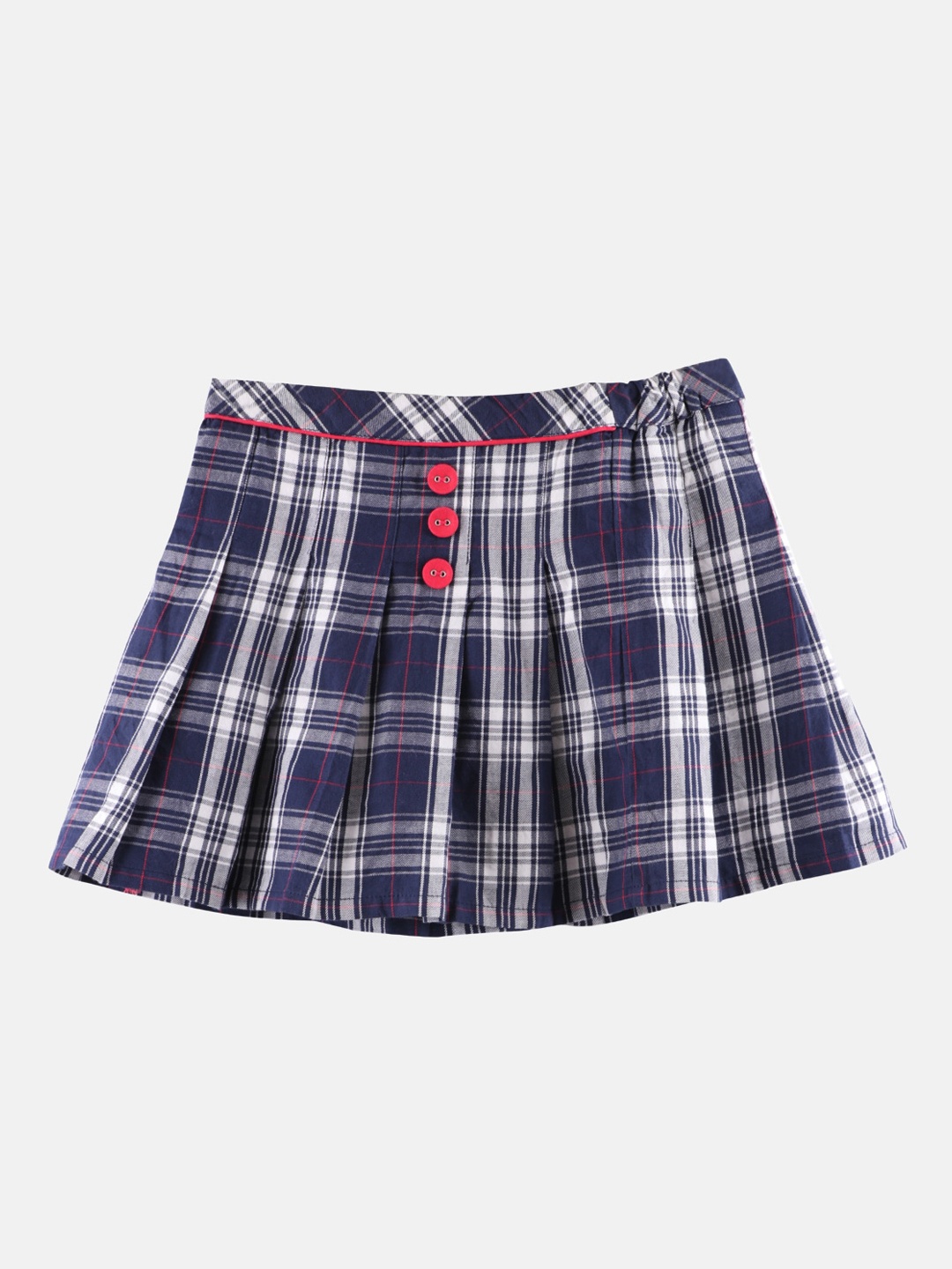 

Beebay Girls Navy Blue & White Checked Pure Cotton A-Line Skirt