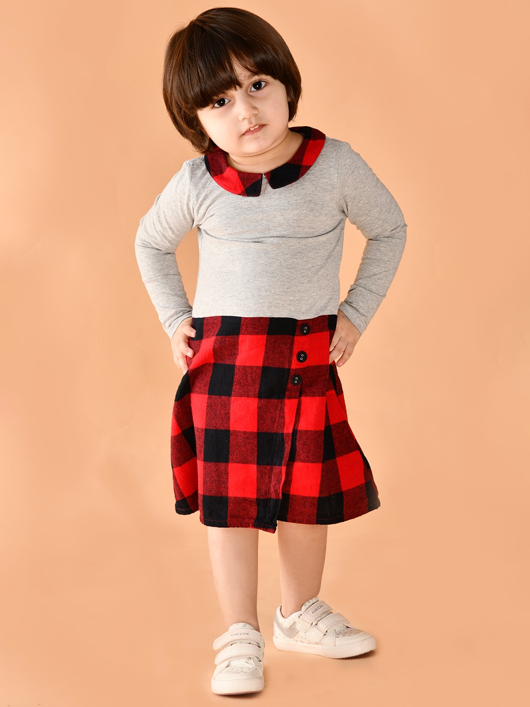 

Beebay Girls Red Checked A-Line Dress