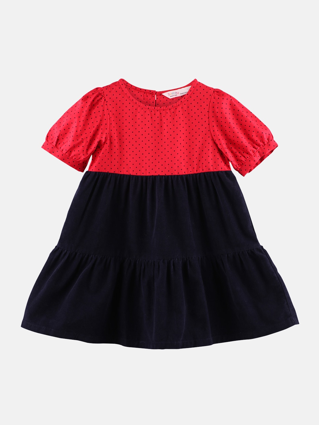 

Beebay Girls Navy Blue Printed Tiered A-Line Dress