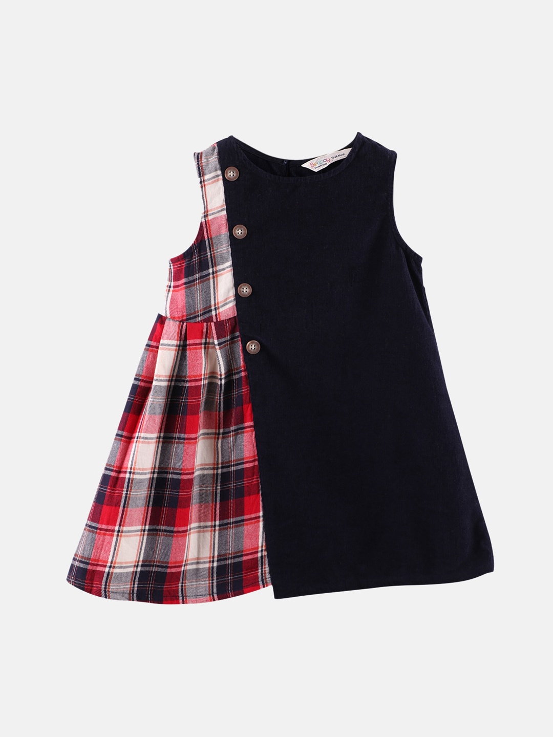 

Beebay Girls Navy Blue & Red Checked A-Line Dress