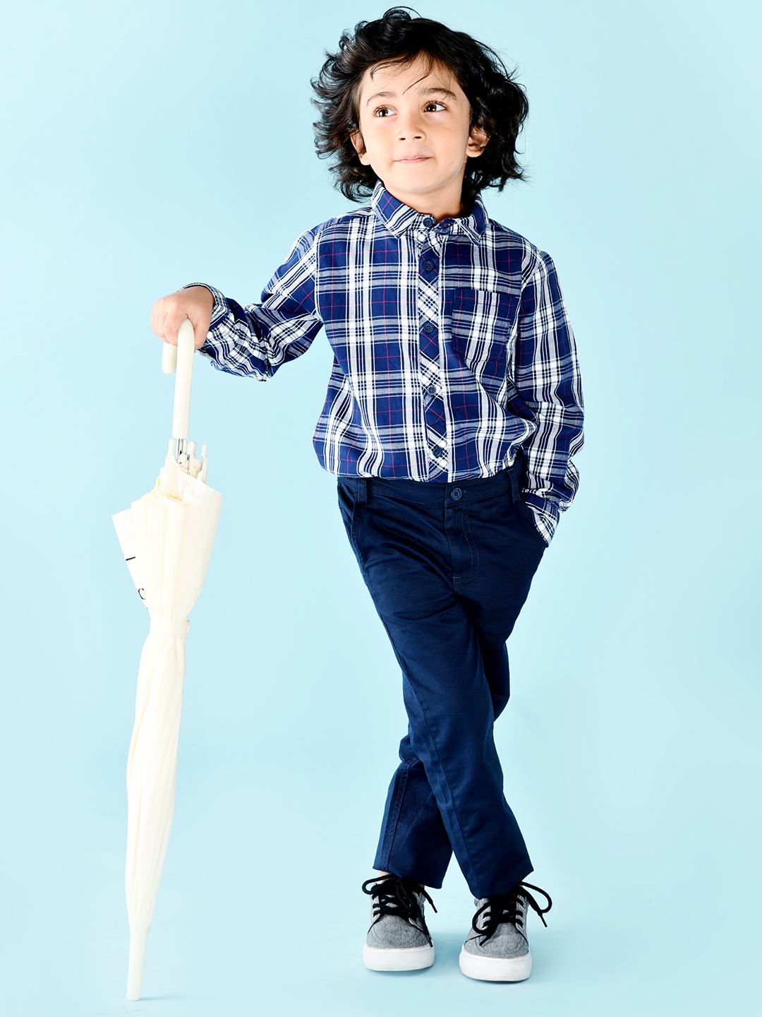 

Beebay Boys Navy Blue Checked Casual Shirt