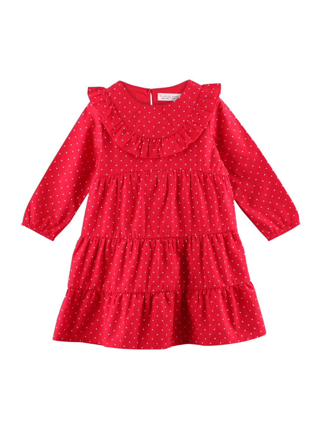 

Beebay Girls Red Dot Print Tiered A-Line Dress