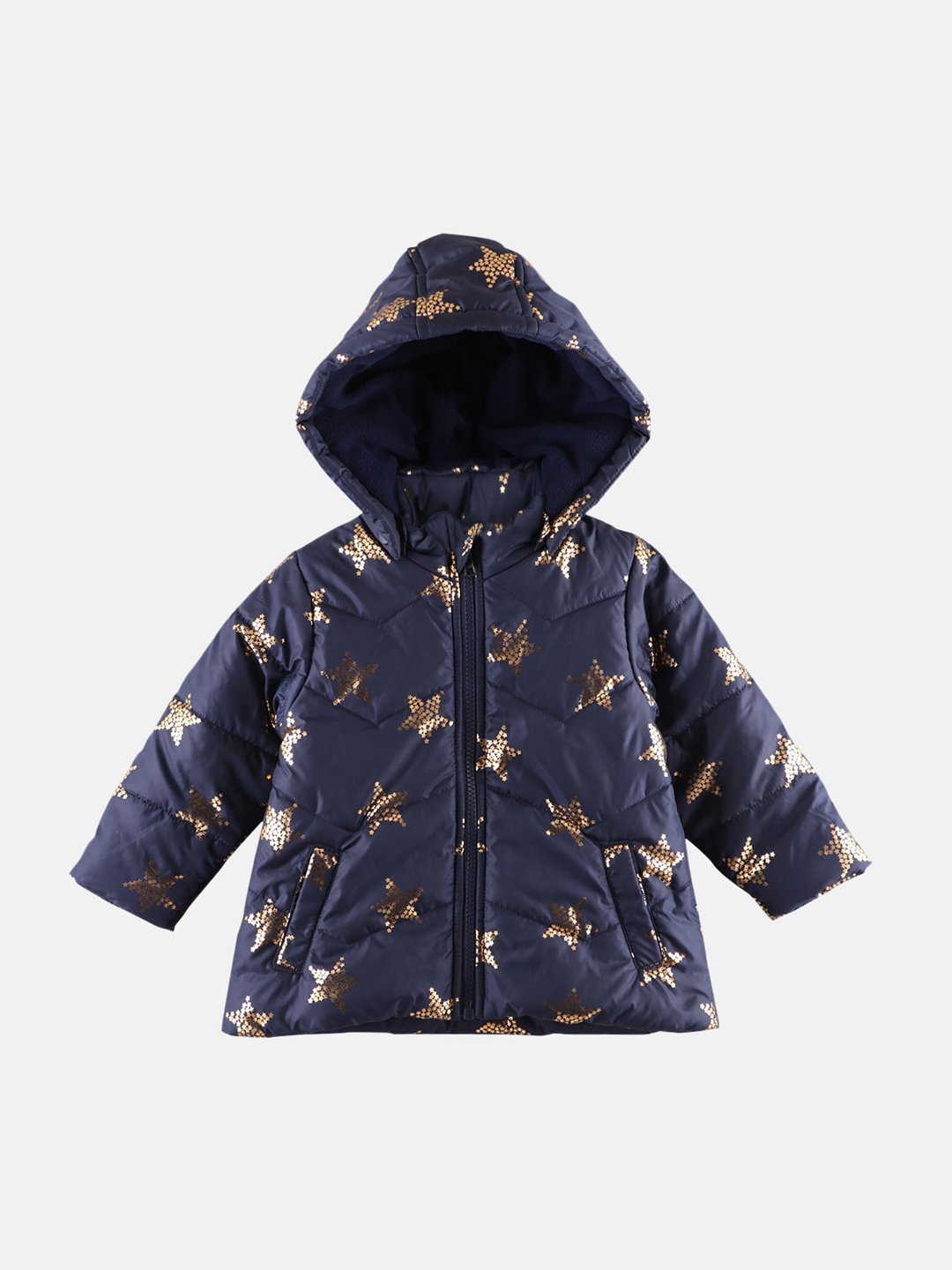 

Beebay Girls Navy Blue Foil Print Puffer Jacket