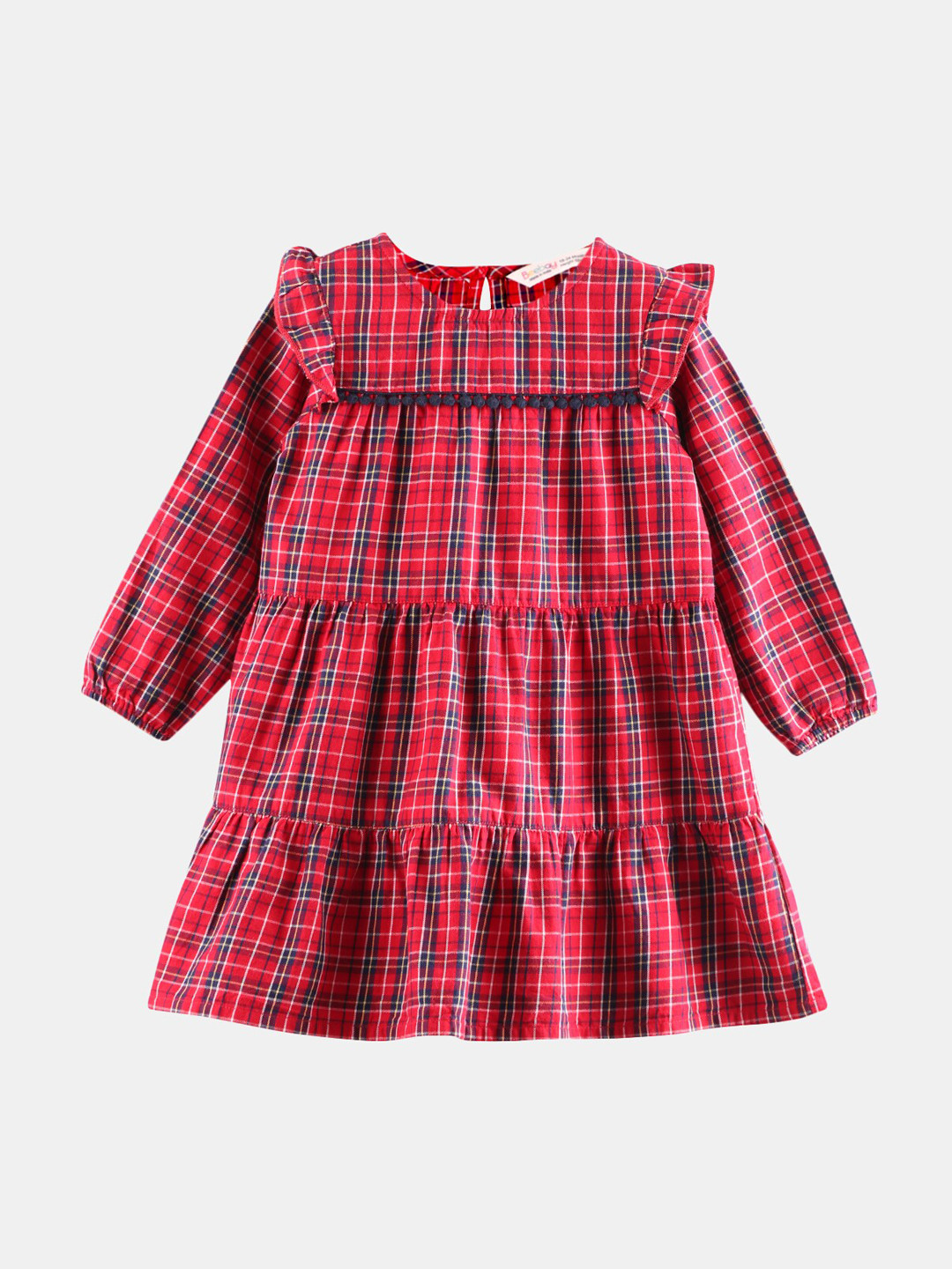 

Beebay Girls Red Checked Tired Dress