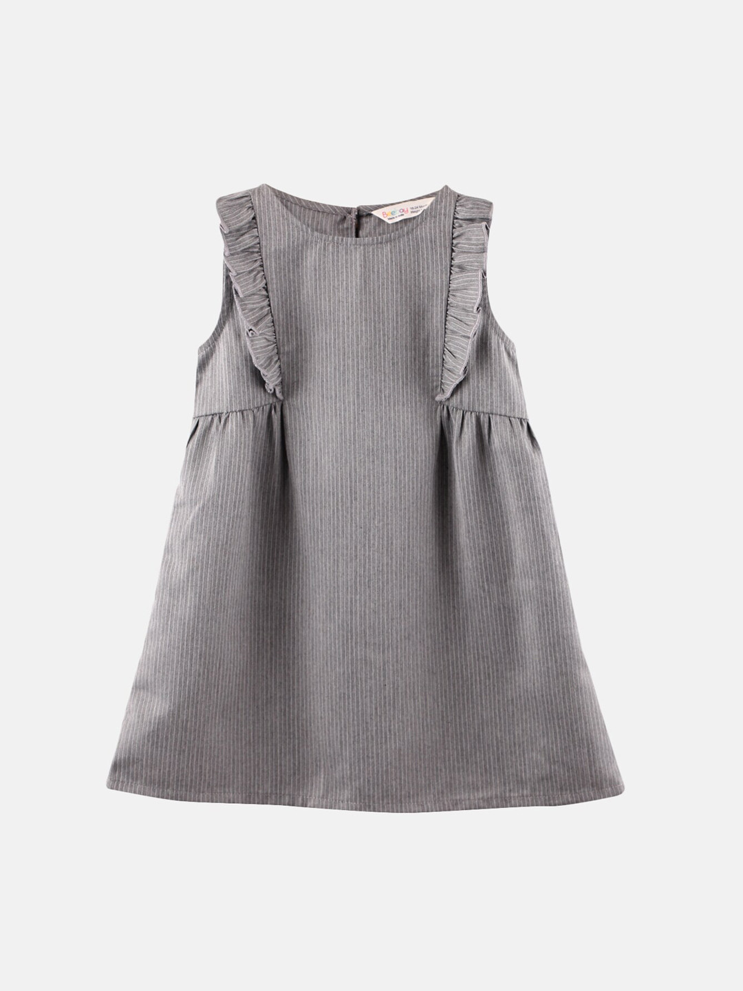 

Beebay Girls Grey Striped A-Line Ruffle Dress