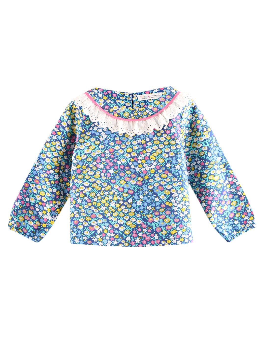 

Beebay Girls Blue Floral Regular Pure Cotton Top