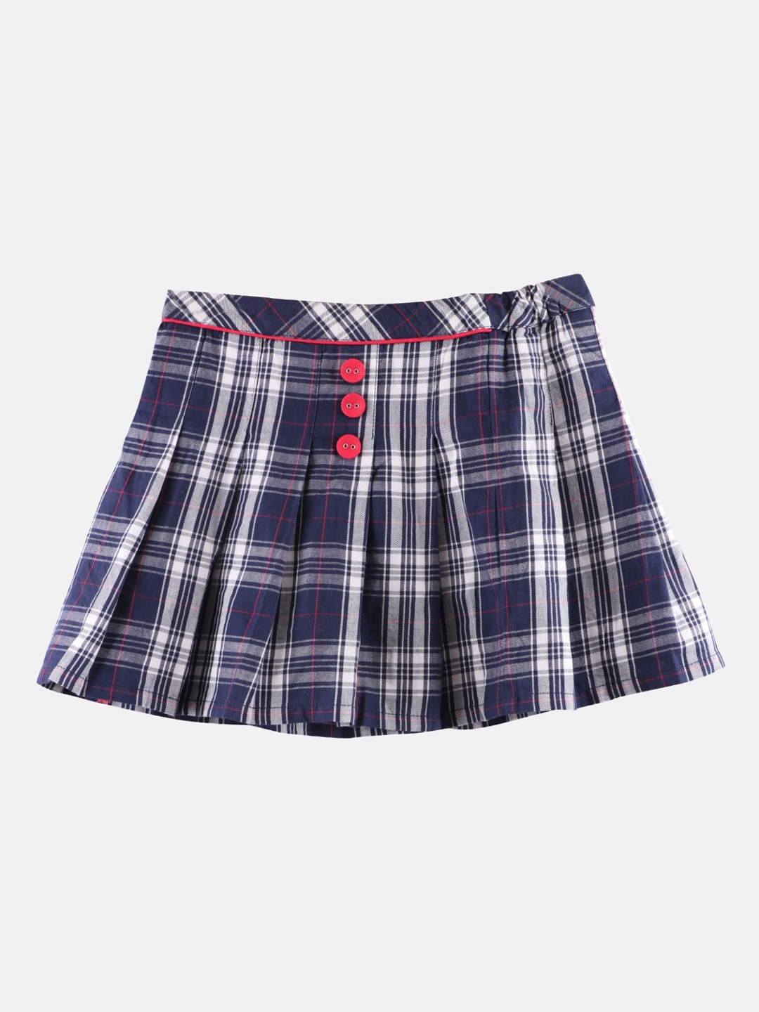 

Beebay Girls Navy Blue & White Checked Pure Cotton A-Line Skirt