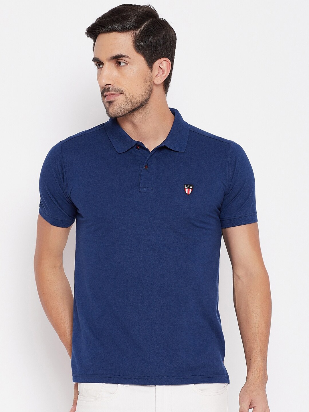 

NEVA Men Blue Polo Collar T-shirt