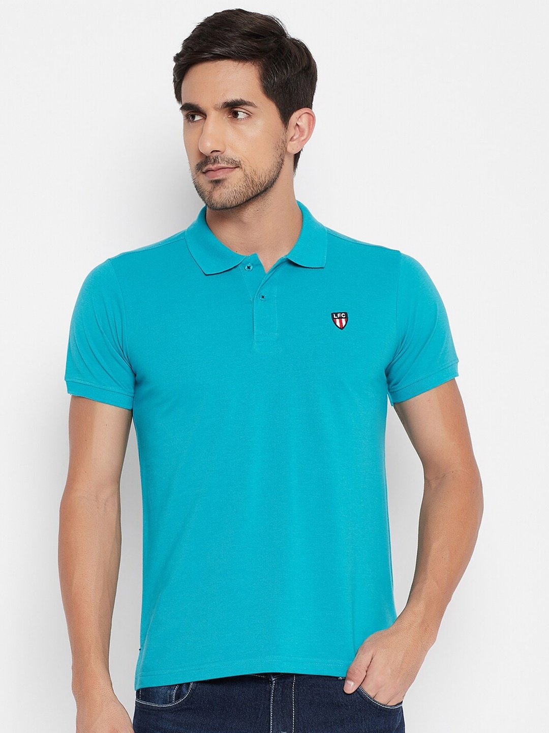 

NEVA Men Blue Polo Collar T-shirt