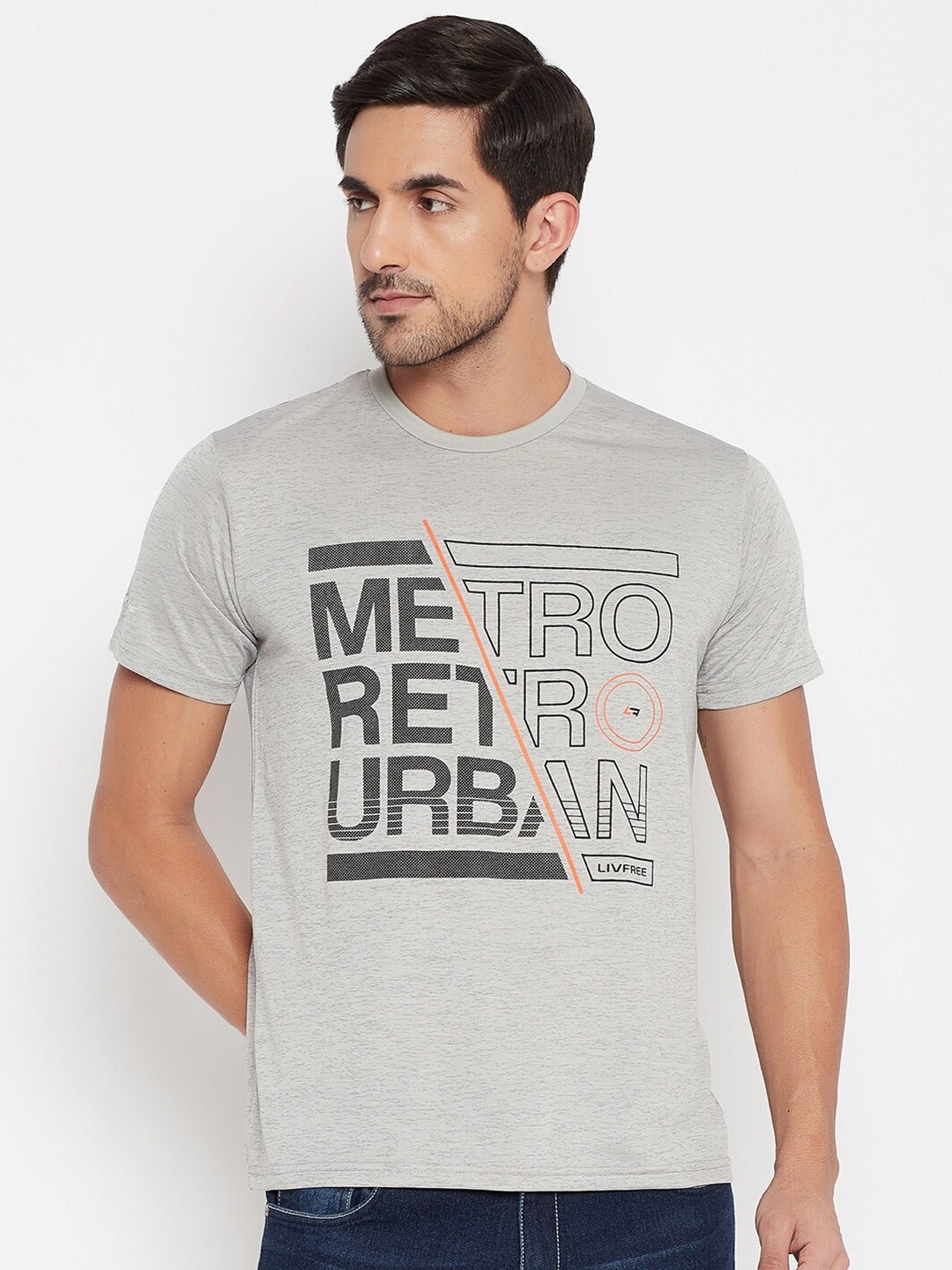 

NEVA Men Grey Typography Printed T-shirt