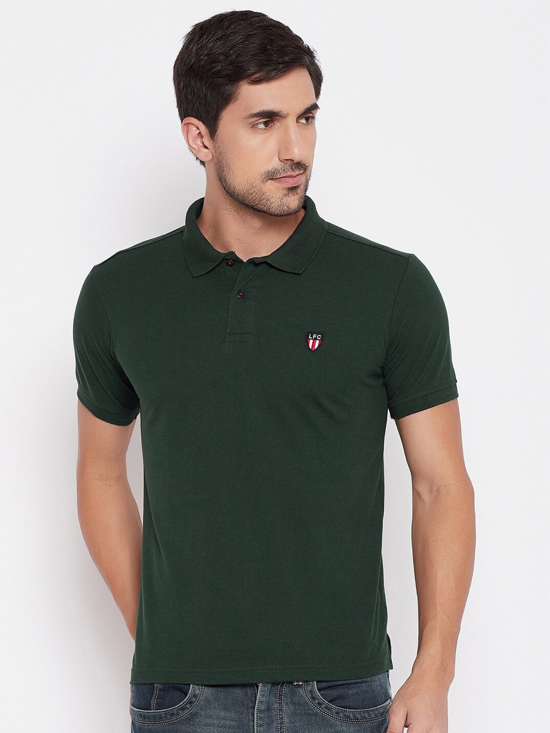 

NEVA Men Green Polo Collar T-shirt