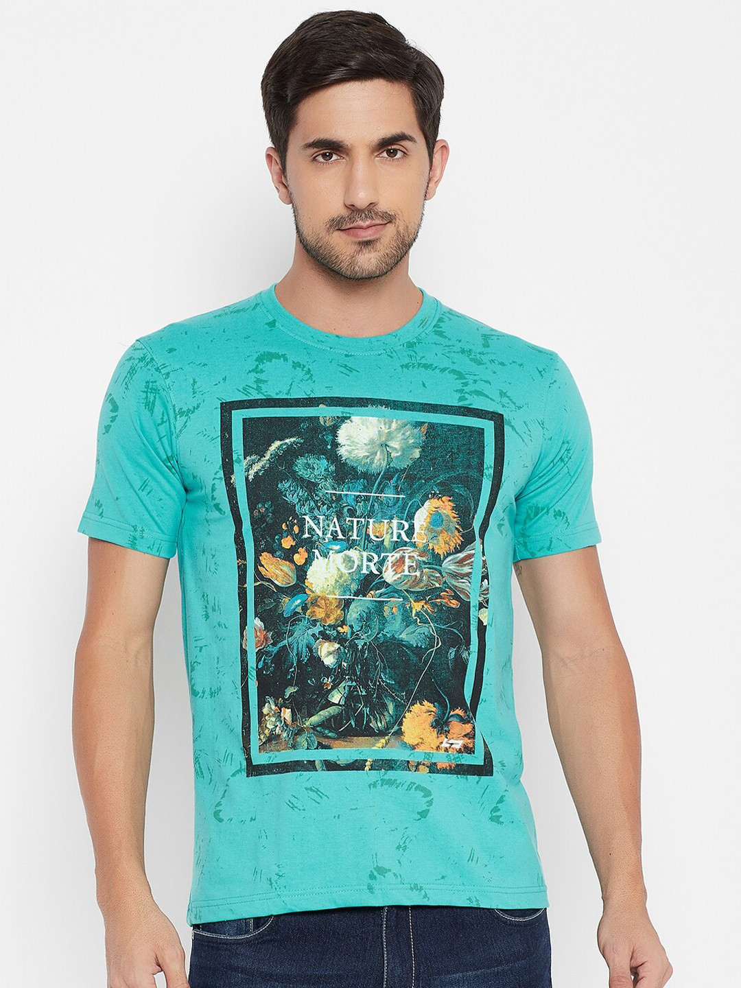 

NEVA Men Sea Green Graphic Printed T-shirt