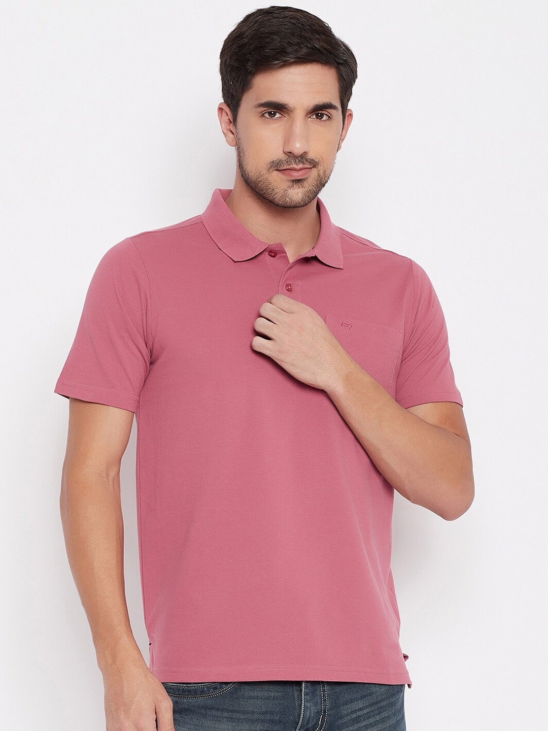 

NEVA Men Pink Polo Collar T-shirt