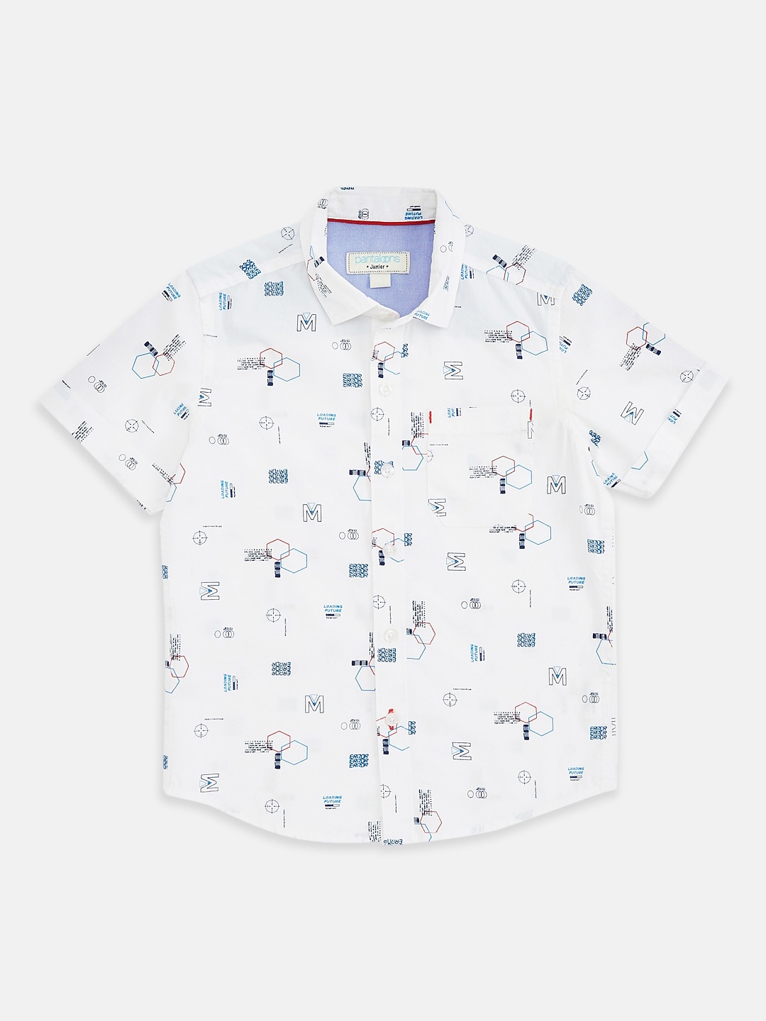 

Pantaloons Junior Boys White Opaque Printed Casual Shirt